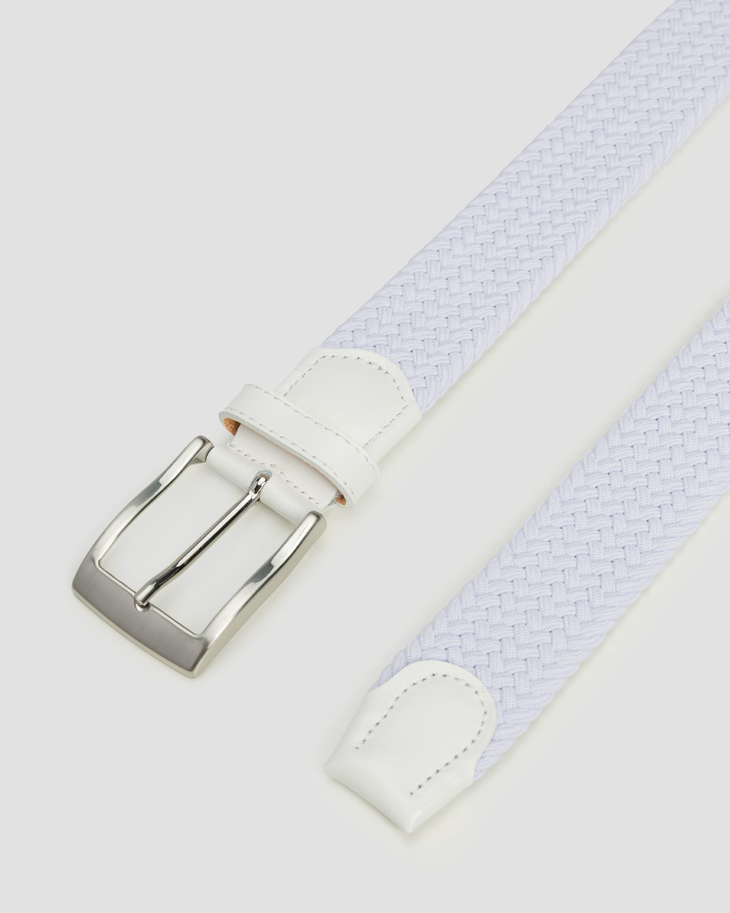 Men's white belt Alberto Gürtel Basic Braided