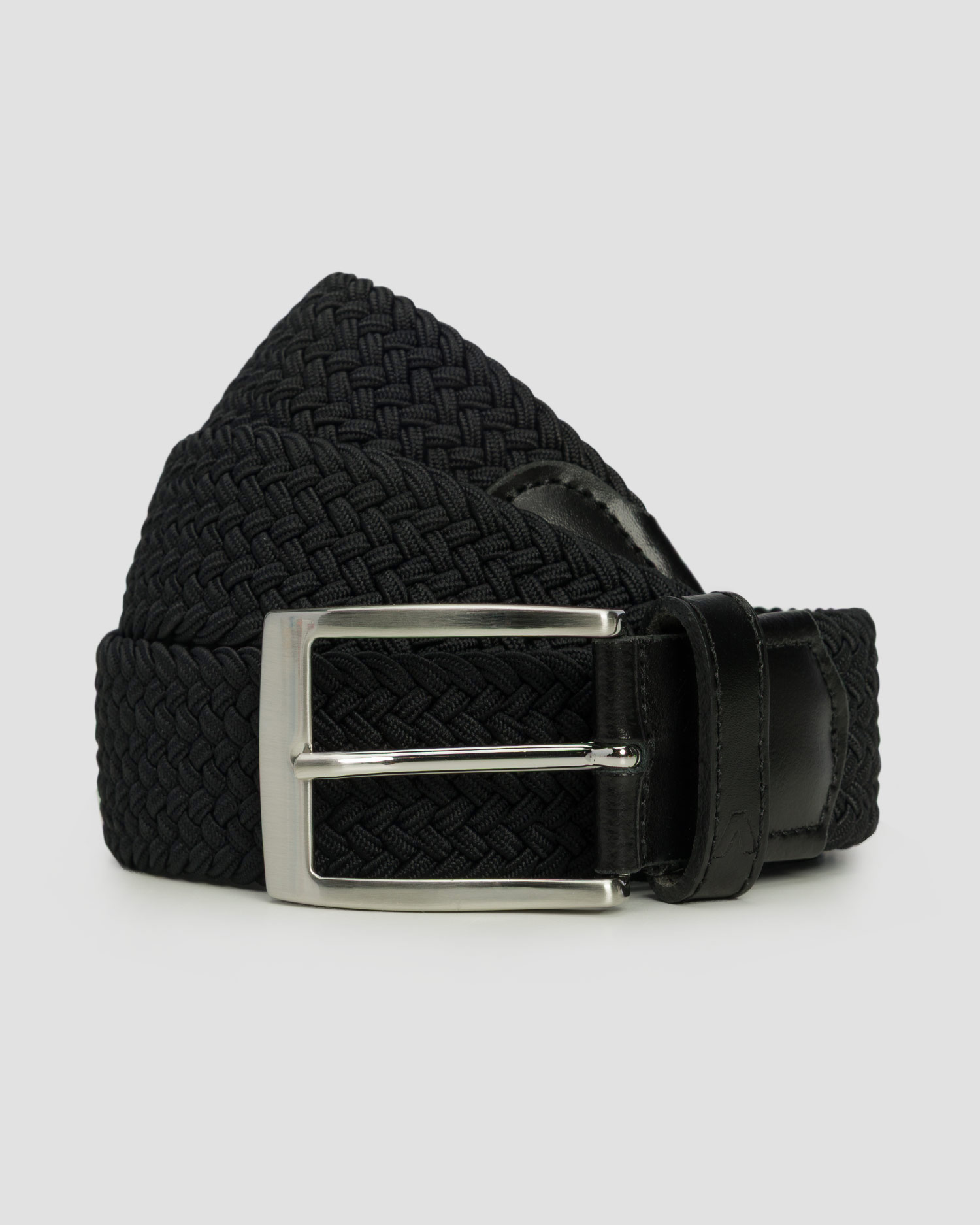 Men's black belt Alberto Gürtel Basic Braided, Color/Pattern: Czarny