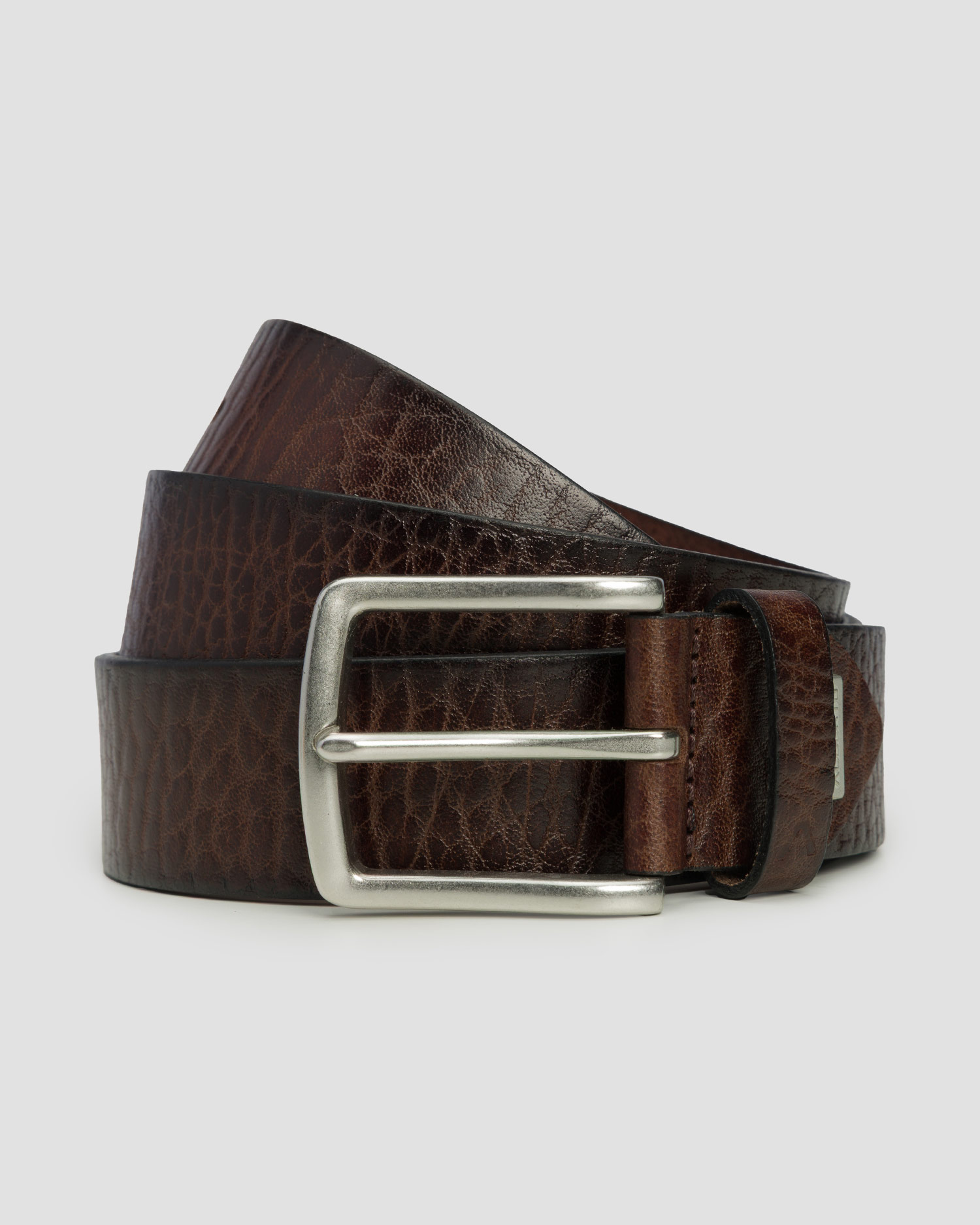 Hnědý kožený pánský opasek Alberto Leather Belt