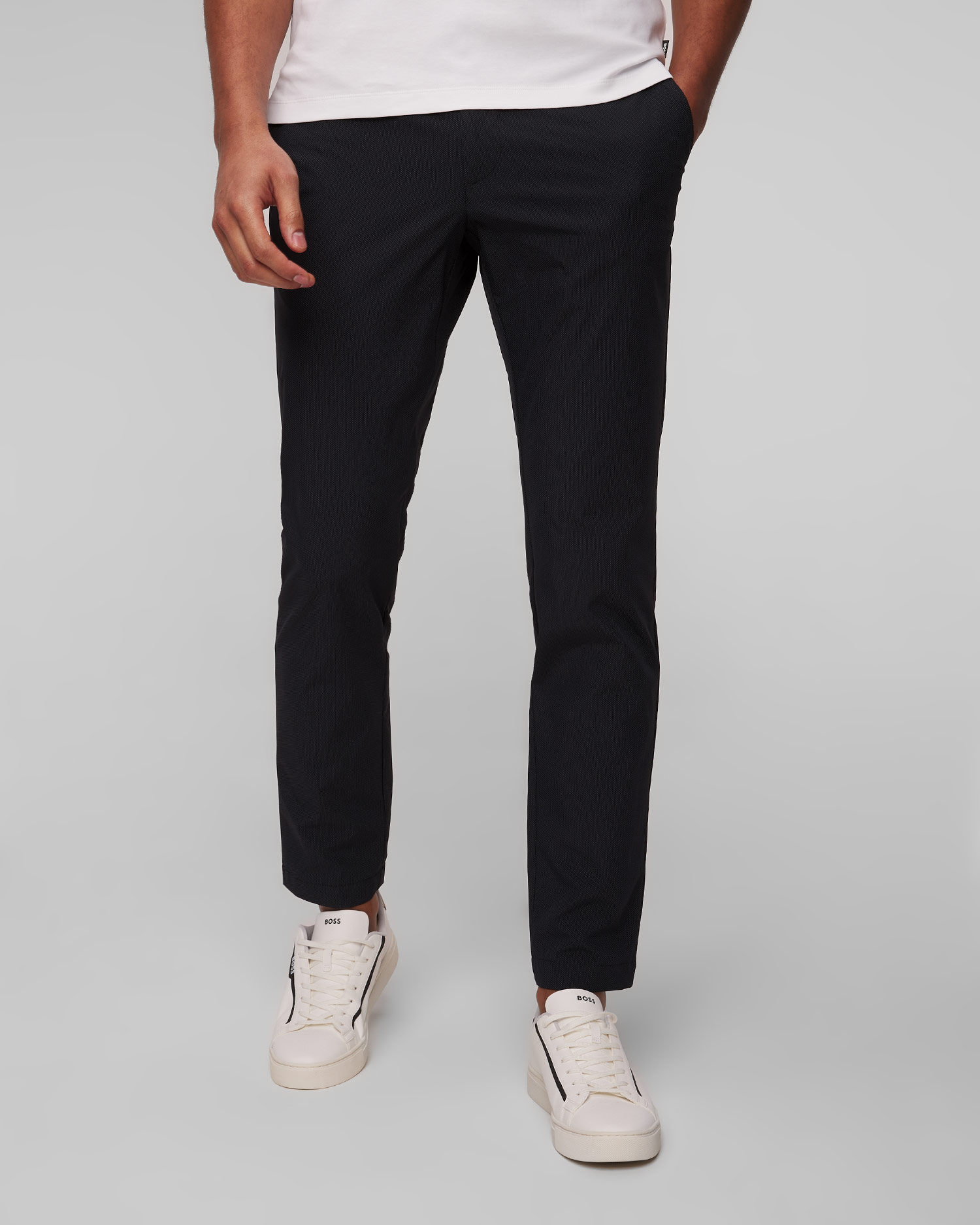 Men's navy blue trousers Alberto Ian-Tech Print 