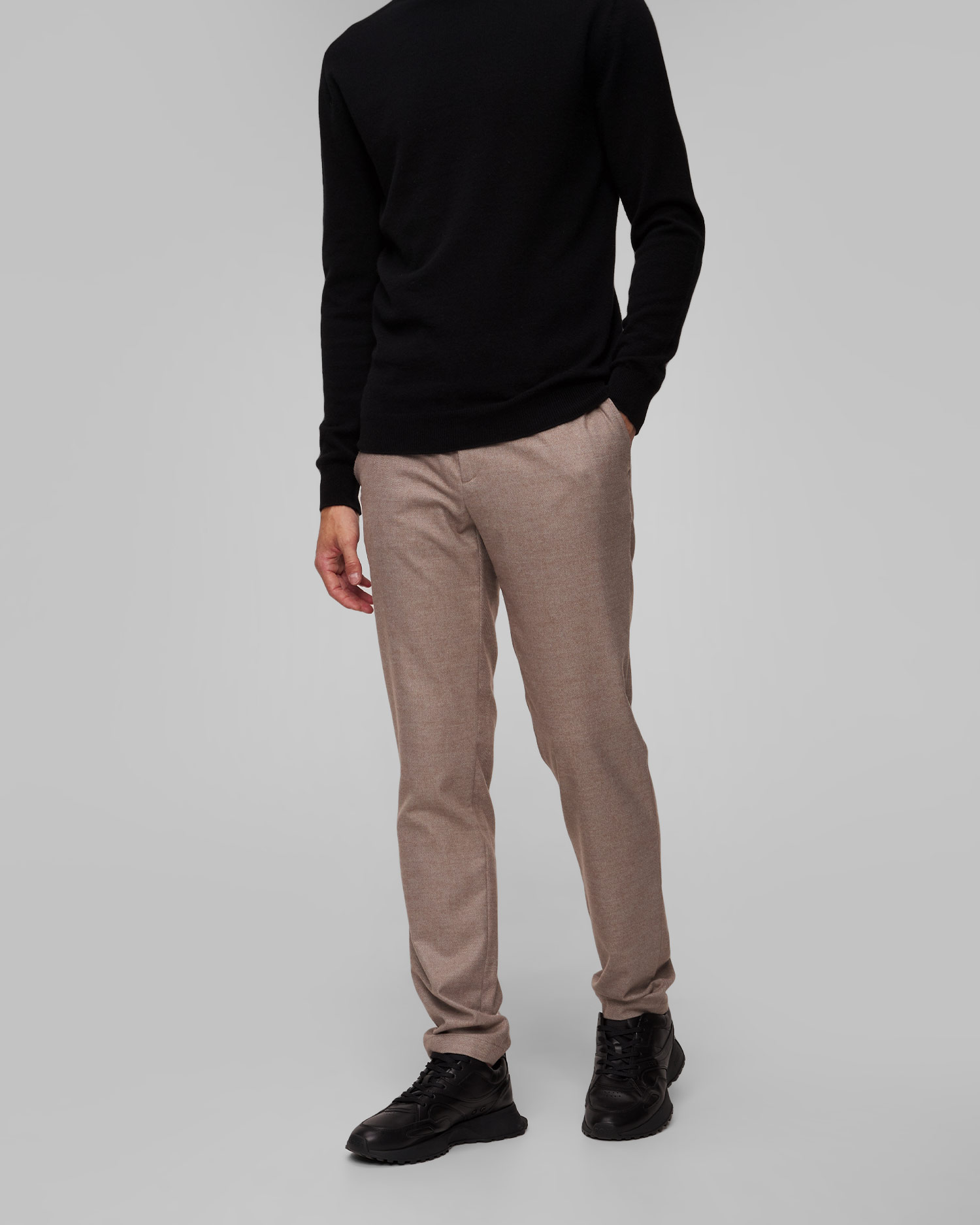 Alberto Jump Flanell Look Herrenhose in Beige
