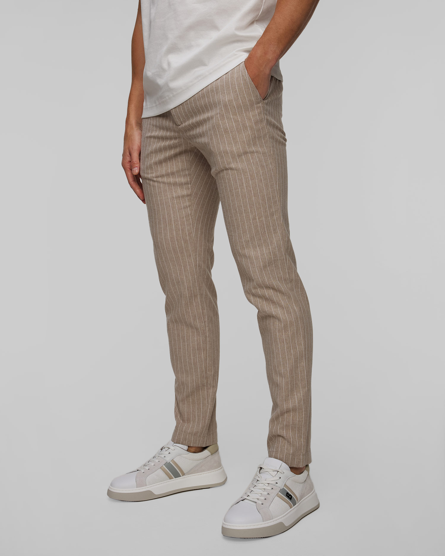 Pantaloni cu in pentru bărbați Alberto Jump Linen Stripe
