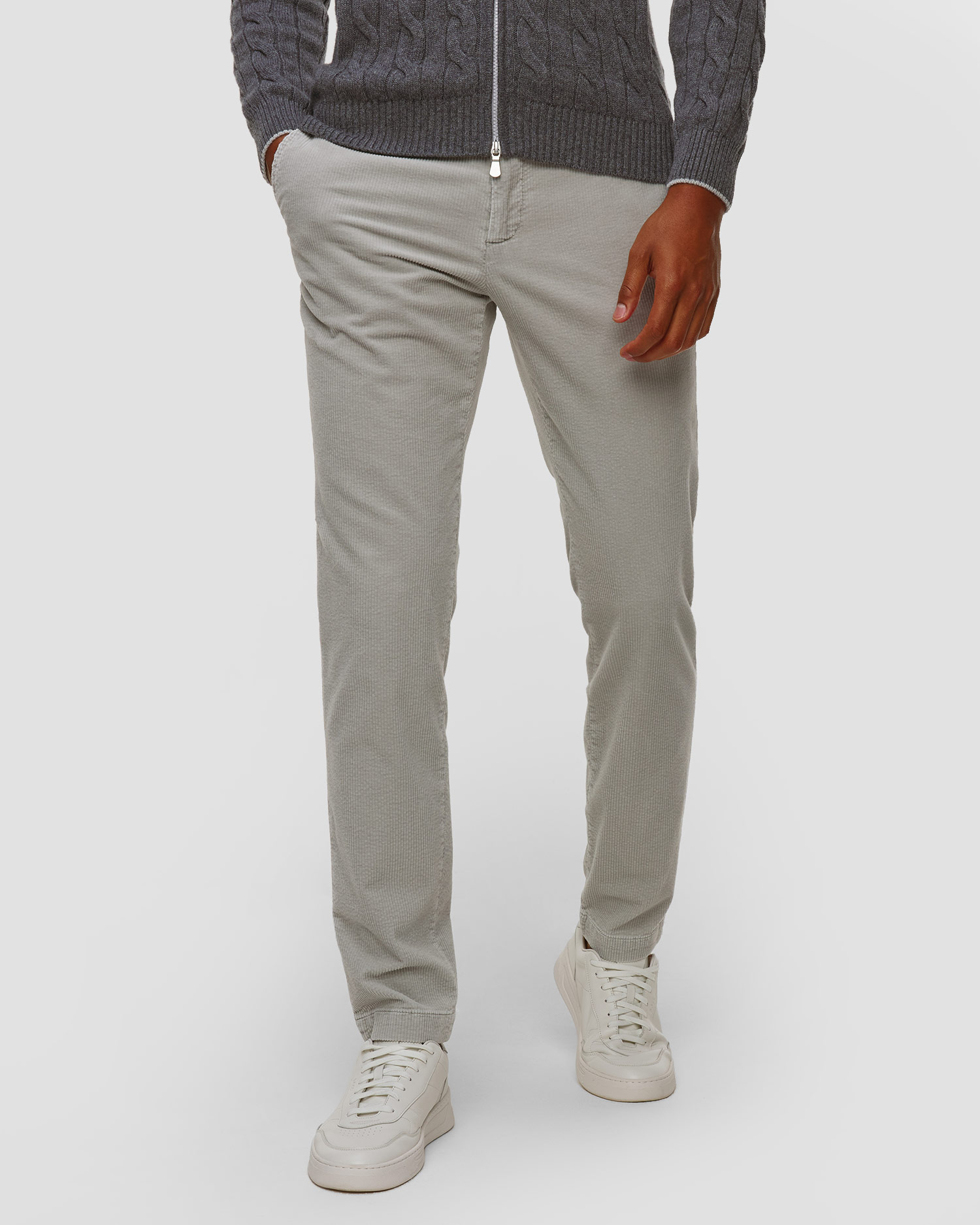 Pantalon en velours côtelé gris pour hommes Alberto Jump