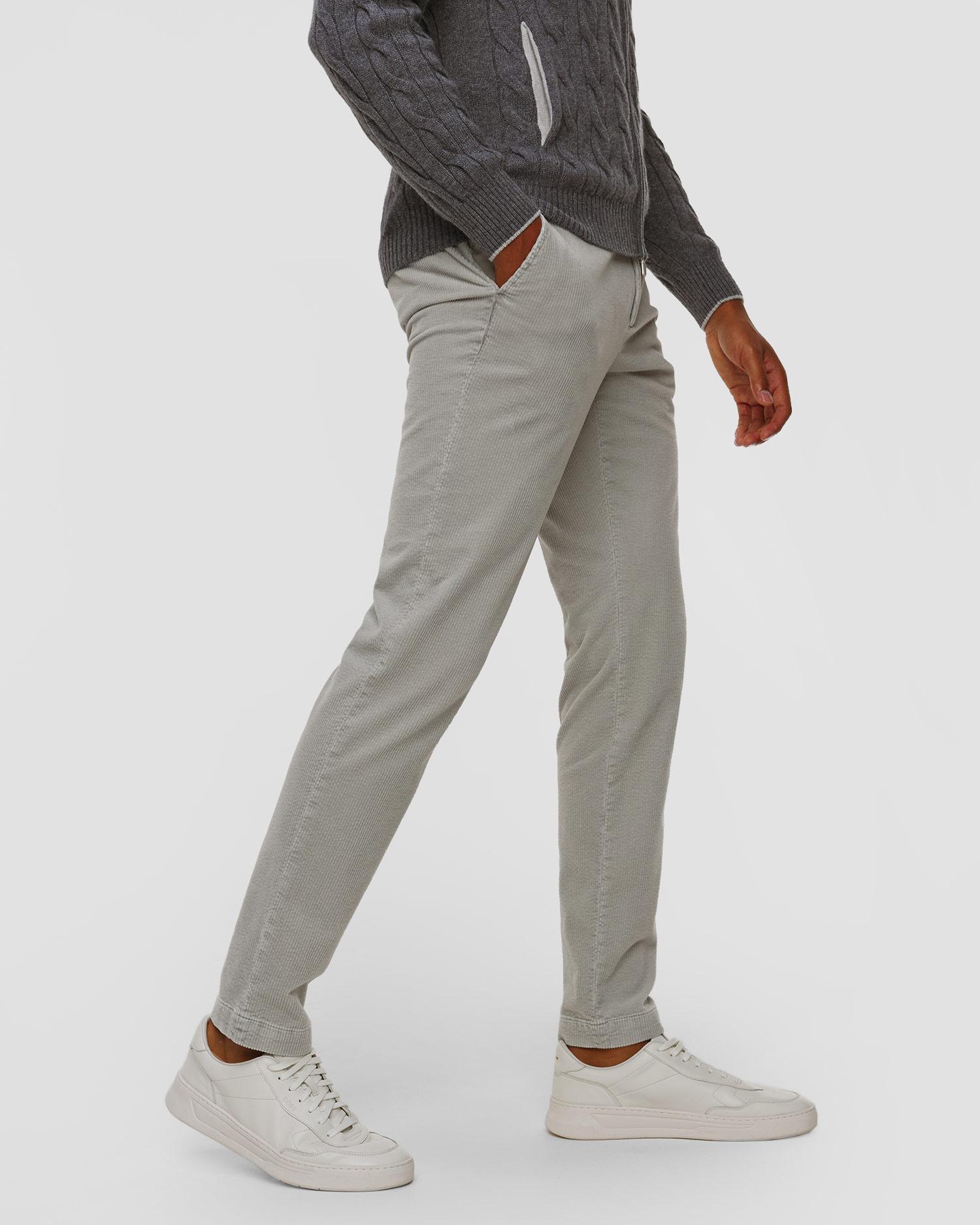 Pantalon en velours côtelé gris pour hommes Alberto Jump