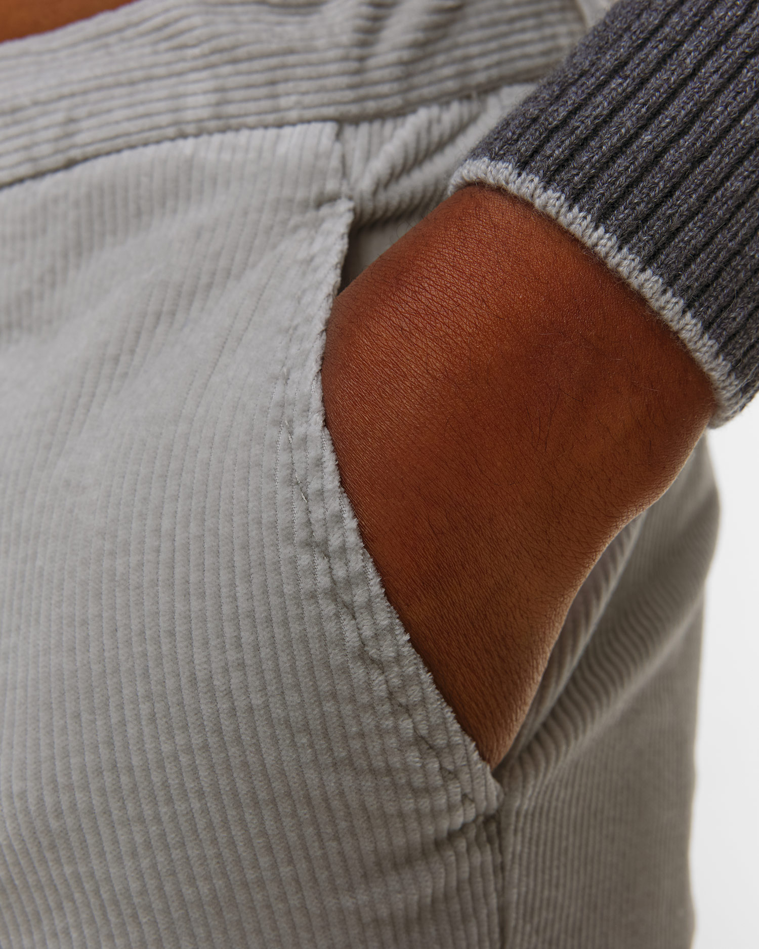 Pantalon en velours côtelé gris pour hommes Alberto Jump