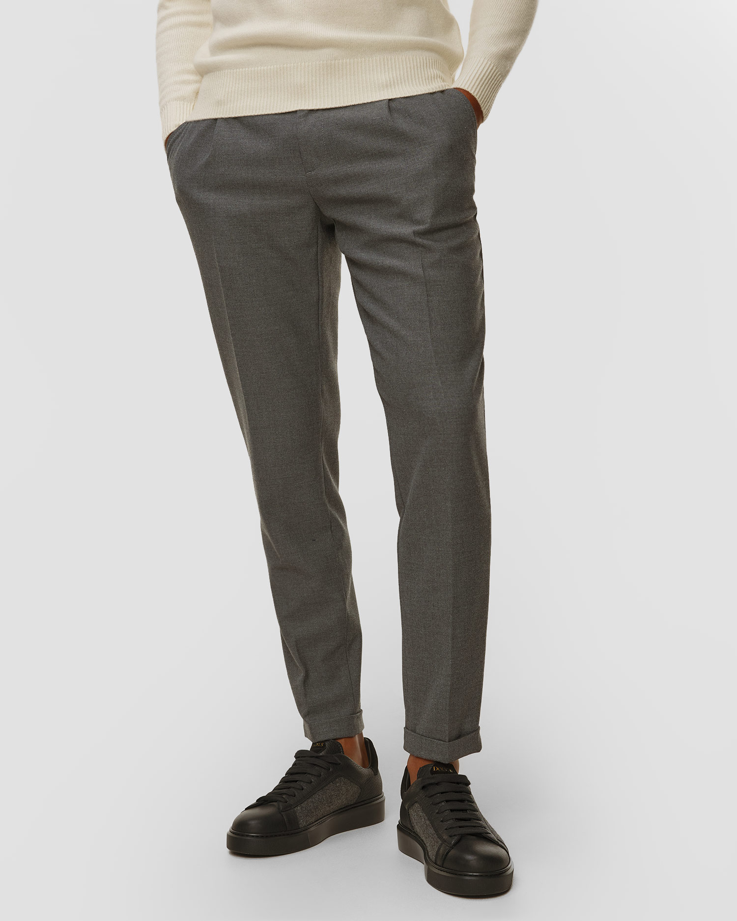 Men's grey trousers Alberto Barista Flannel Look