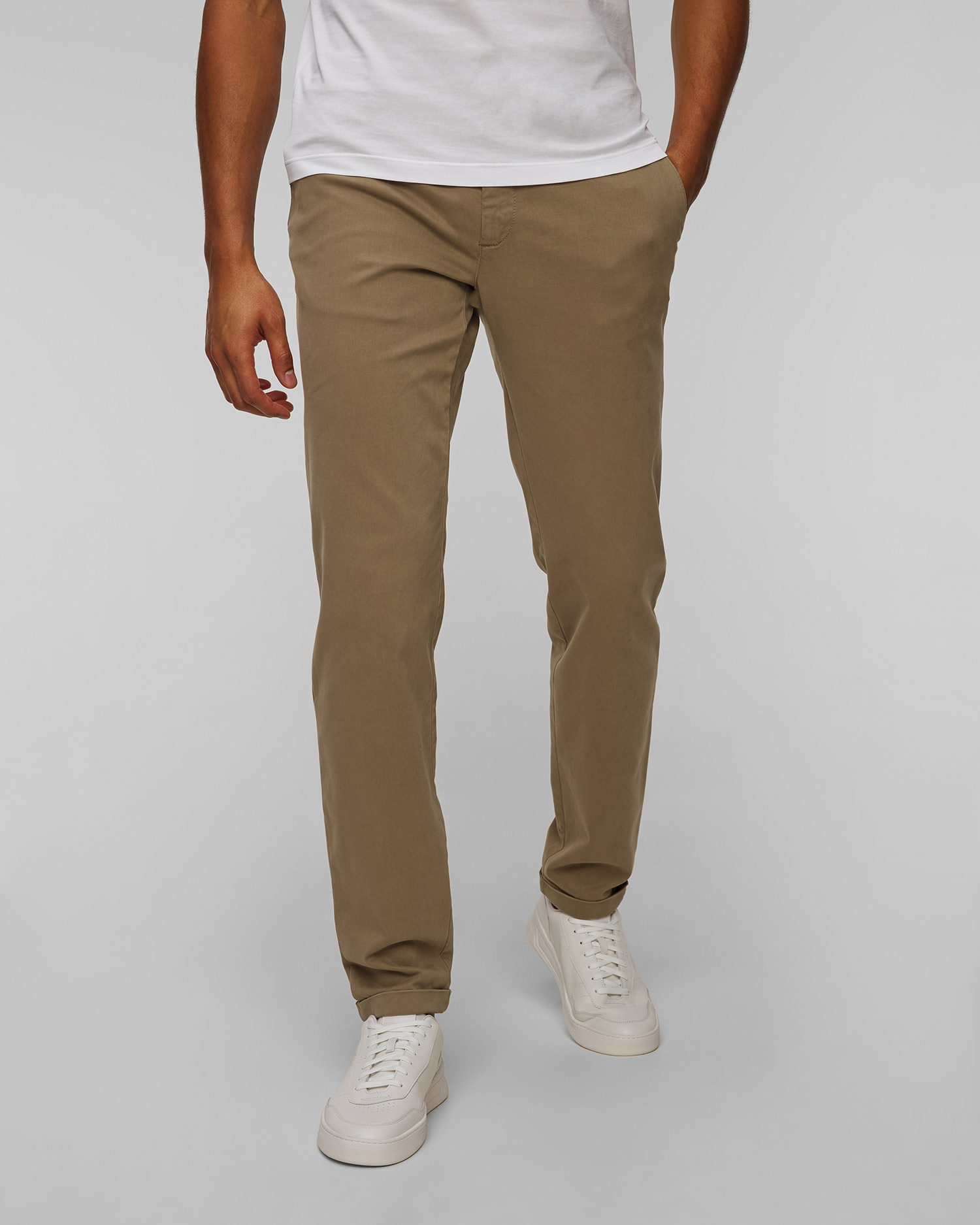 Beżowe spodnie męskie Alberto Rob Soft Tencel