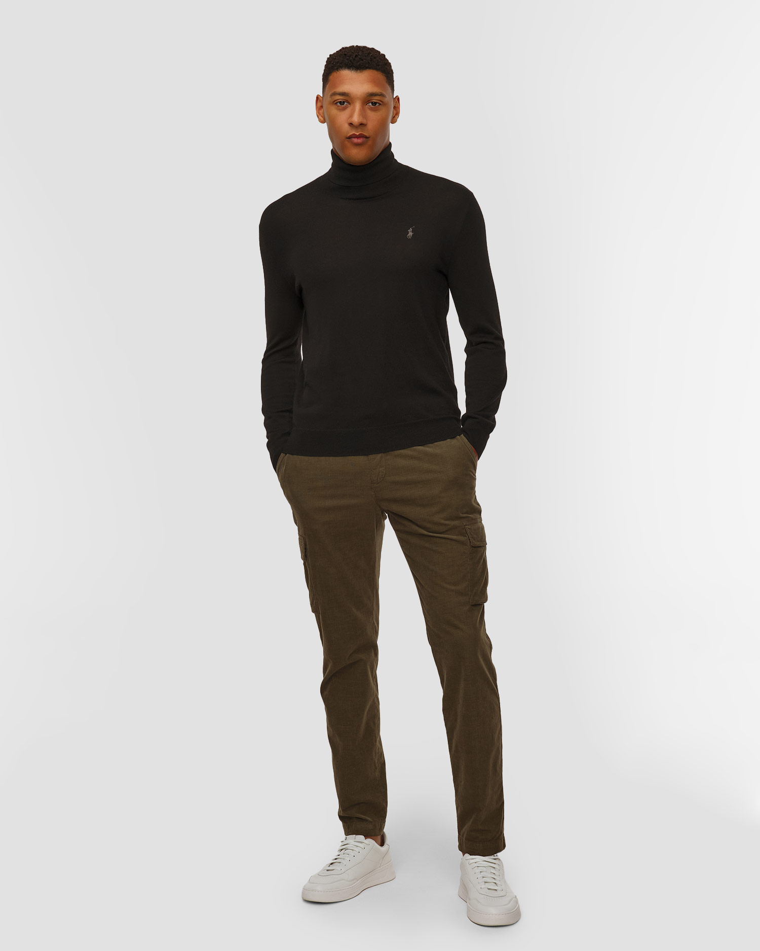 Pantalon en velours côtelé kaki pour hommes Alberto John