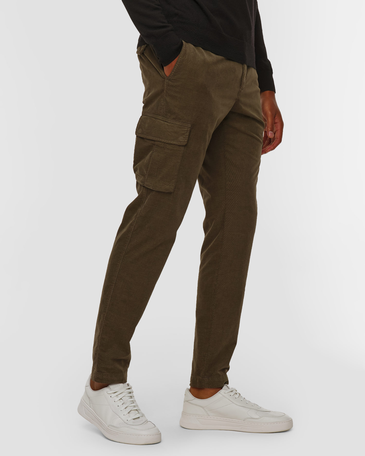 Pantalon en velours côtelé kaki pour hommes Alberto John