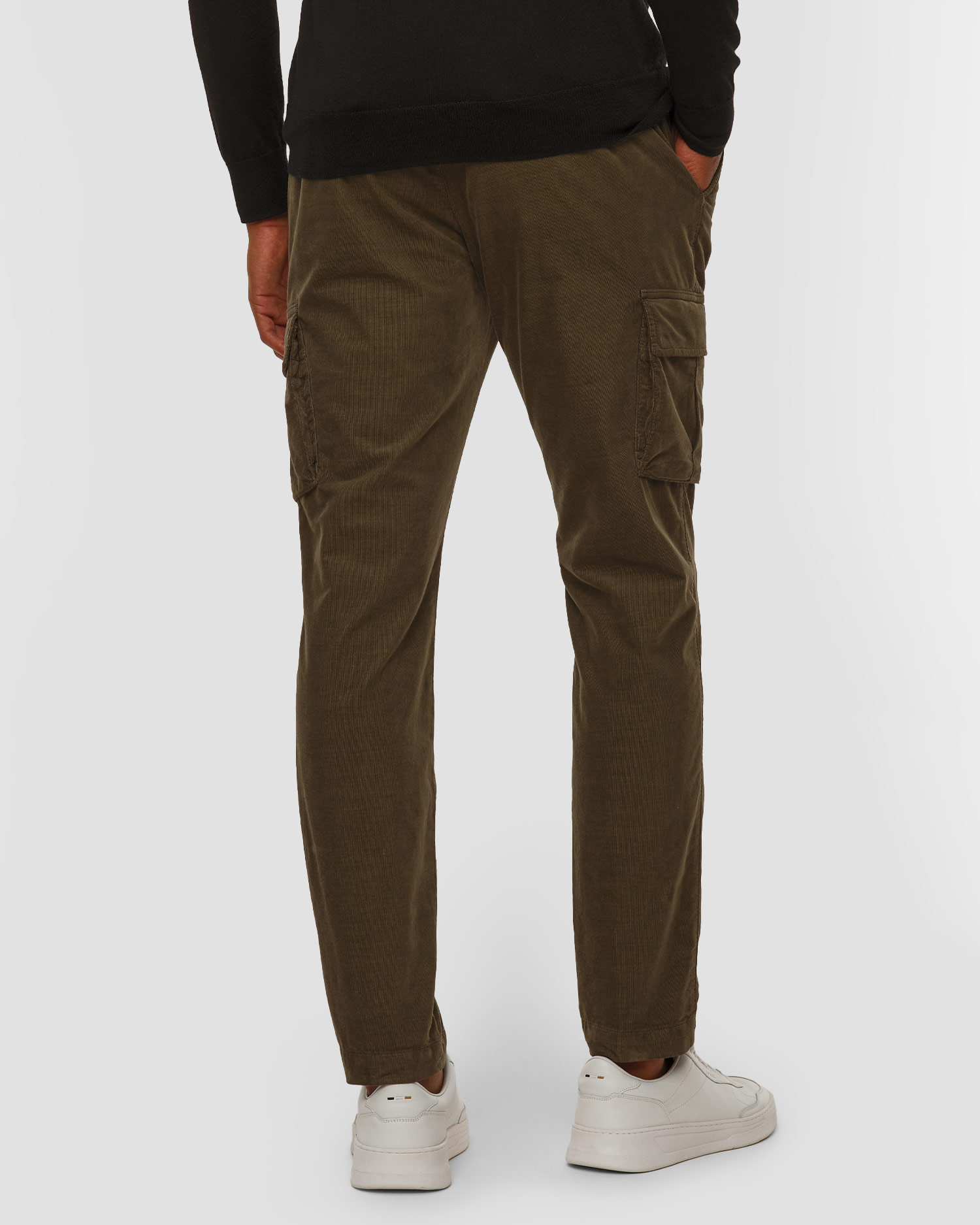 Pantalon en velours côtelé kaki pour hommes Alberto John