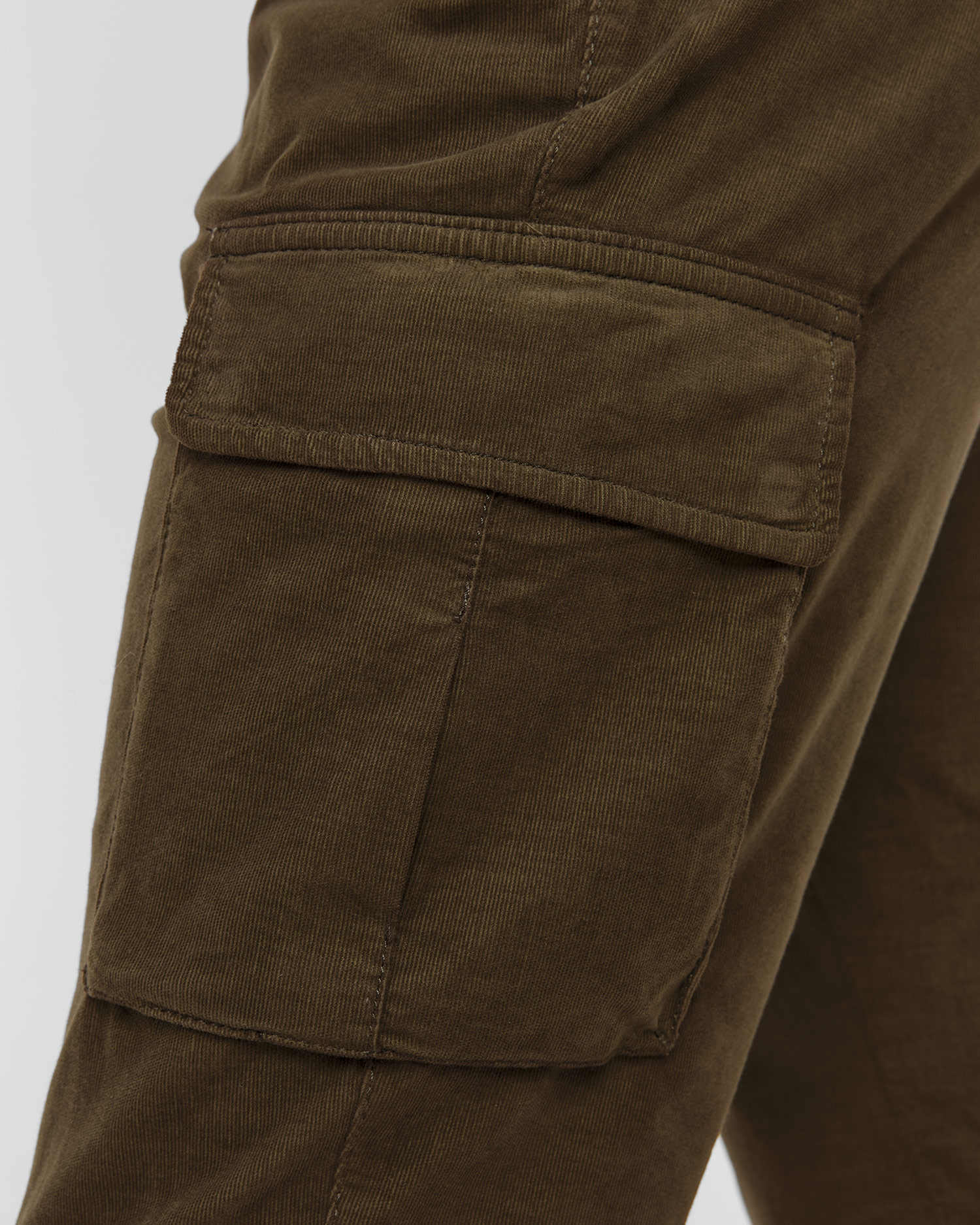 Pantalon en velours côtelé kaki pour hommes Alberto John