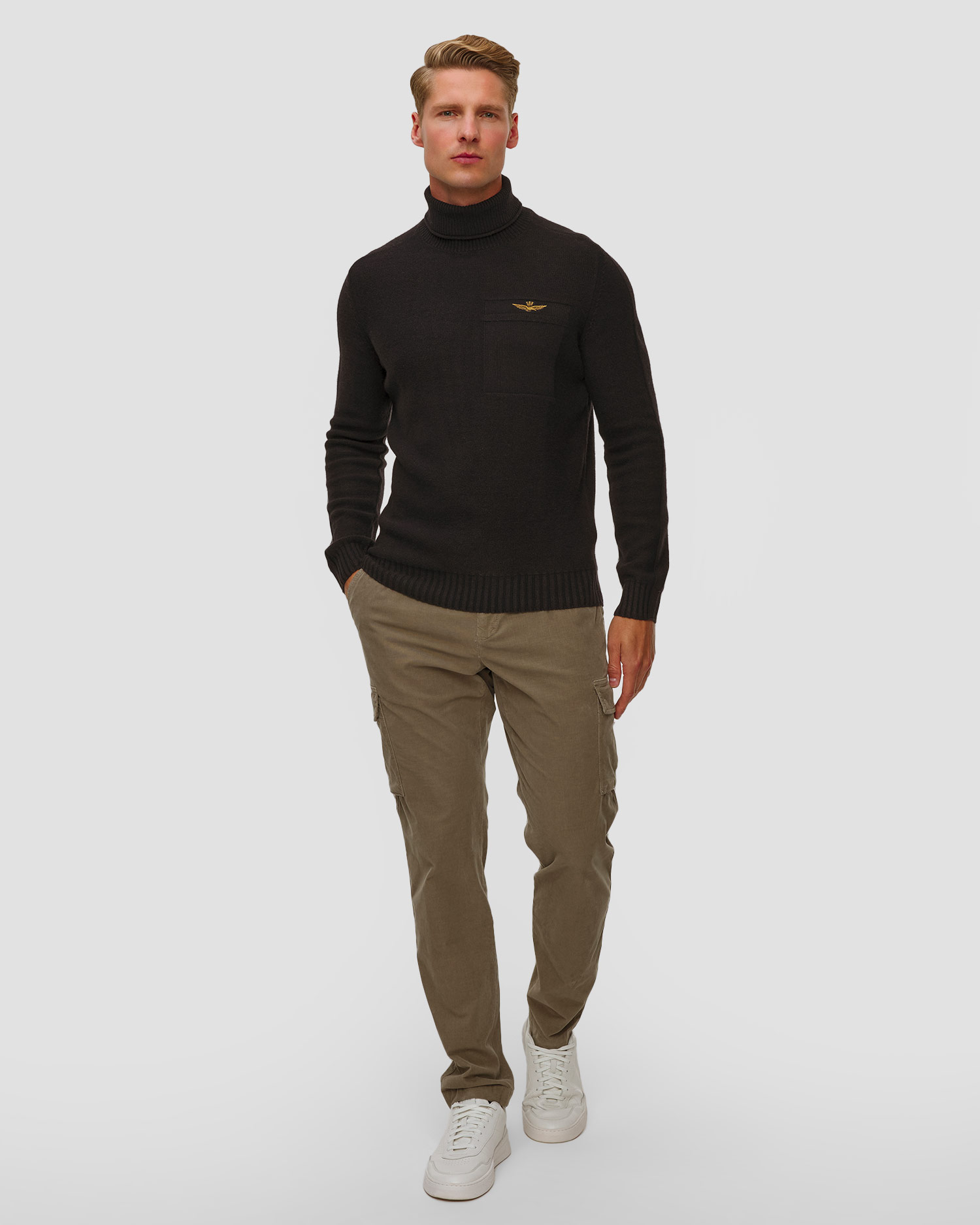 Pantalon en velours côtelé kaki pour hommes Alberto John