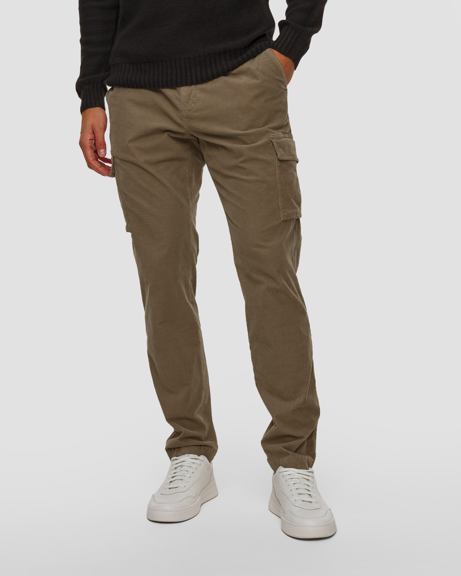 Pantalon en velours côtelé kaki pour hommes Alberto John