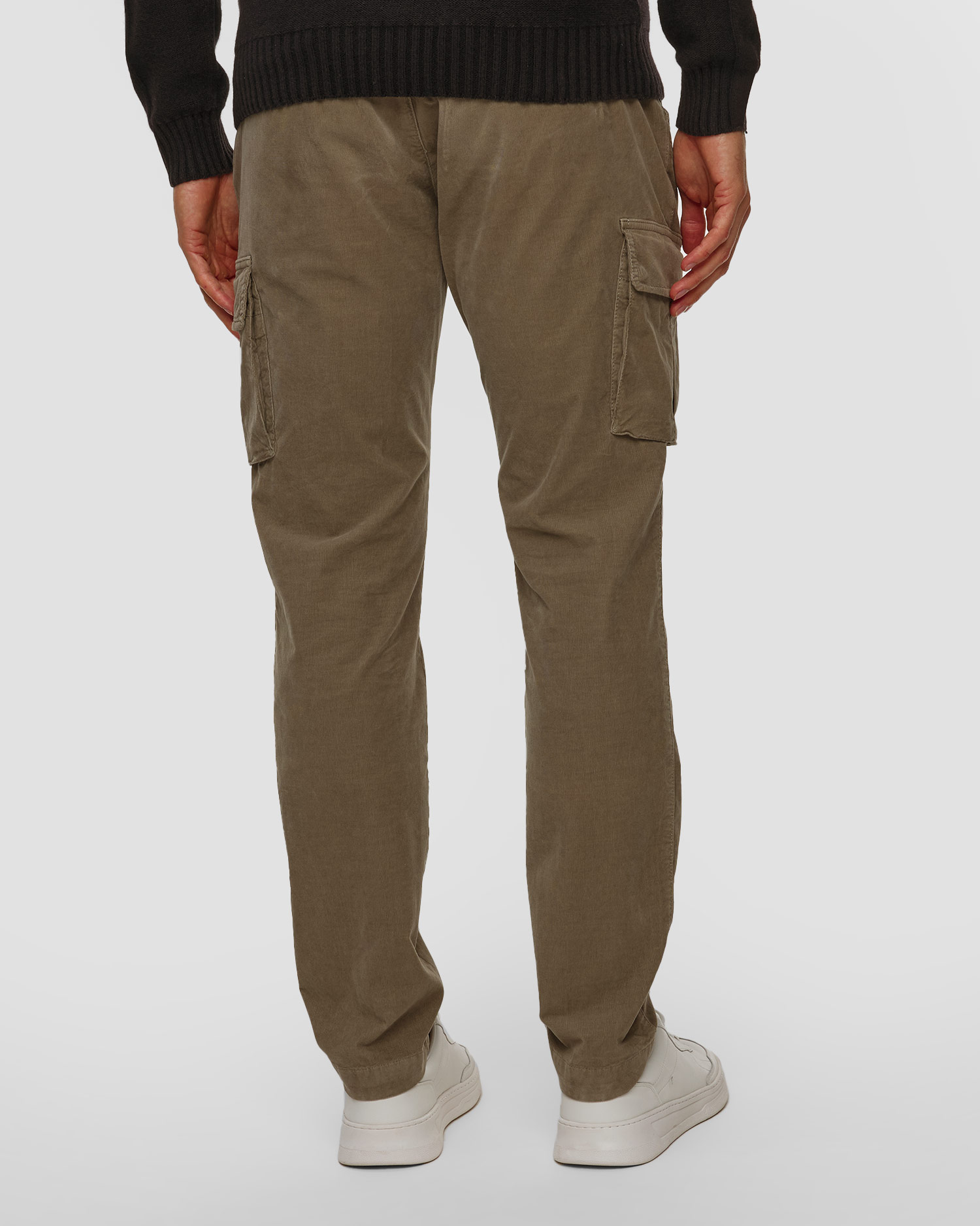 Pantalon en velours côtelé kaki pour hommes Alberto John