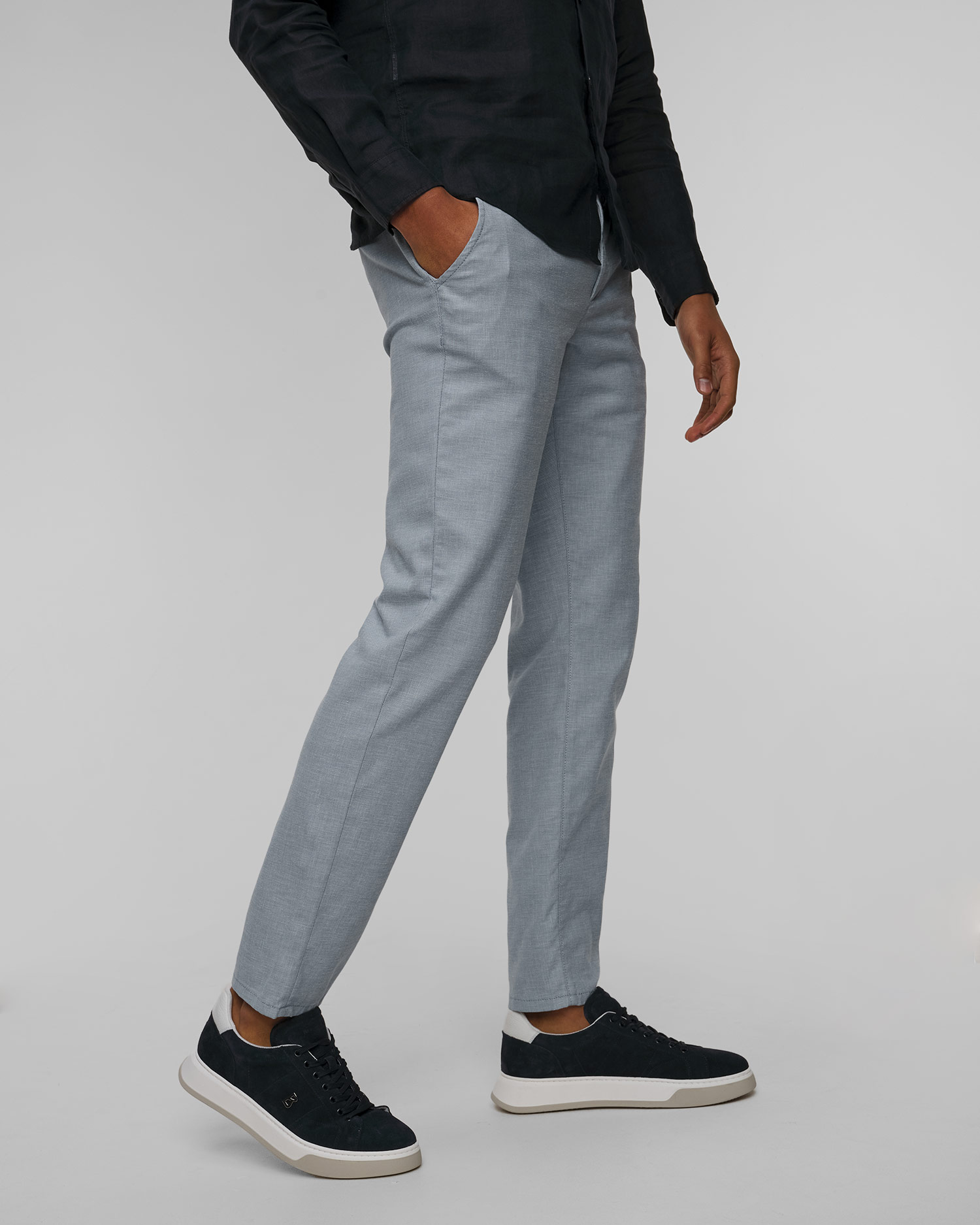 Pantaloni albaștri pentru bărbați cu in Alberto Lou-J - Luxury Linen