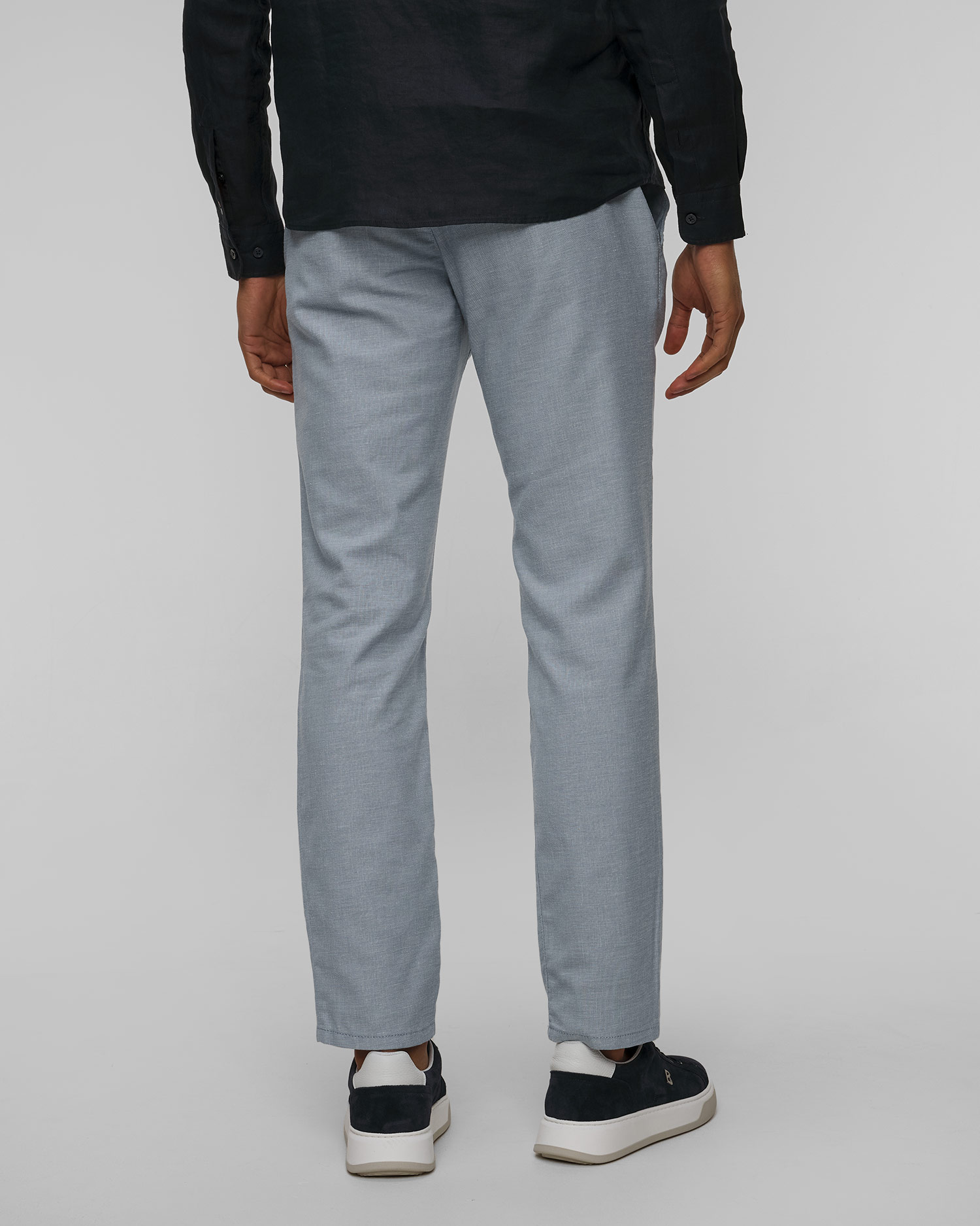 Pantaloni albaștri pentru bărbați cu in Alberto Lou-J - Luxury Linen