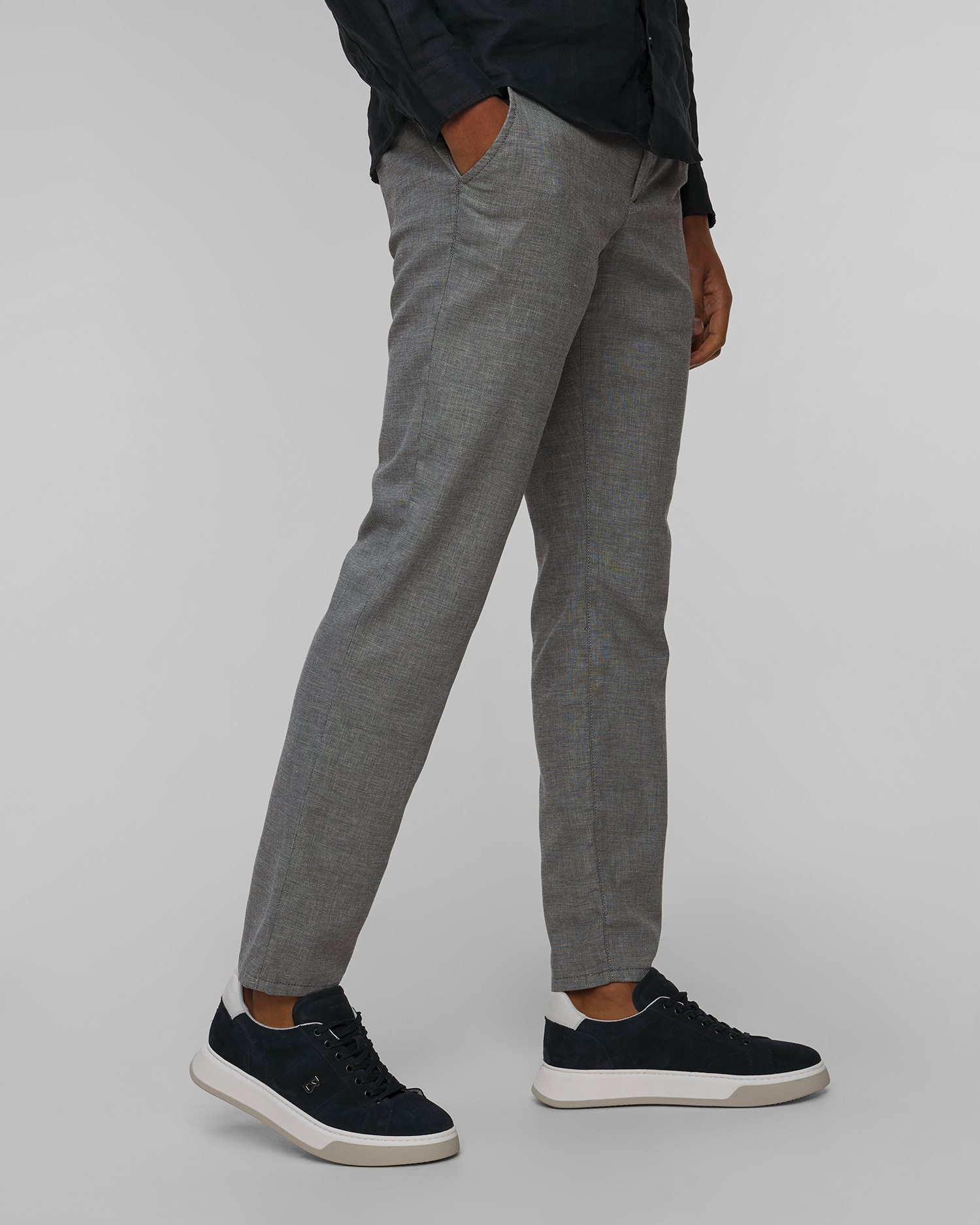 Pantaloni gri pentru bărbați cu in Alberto Lou-J - Luxury Linen