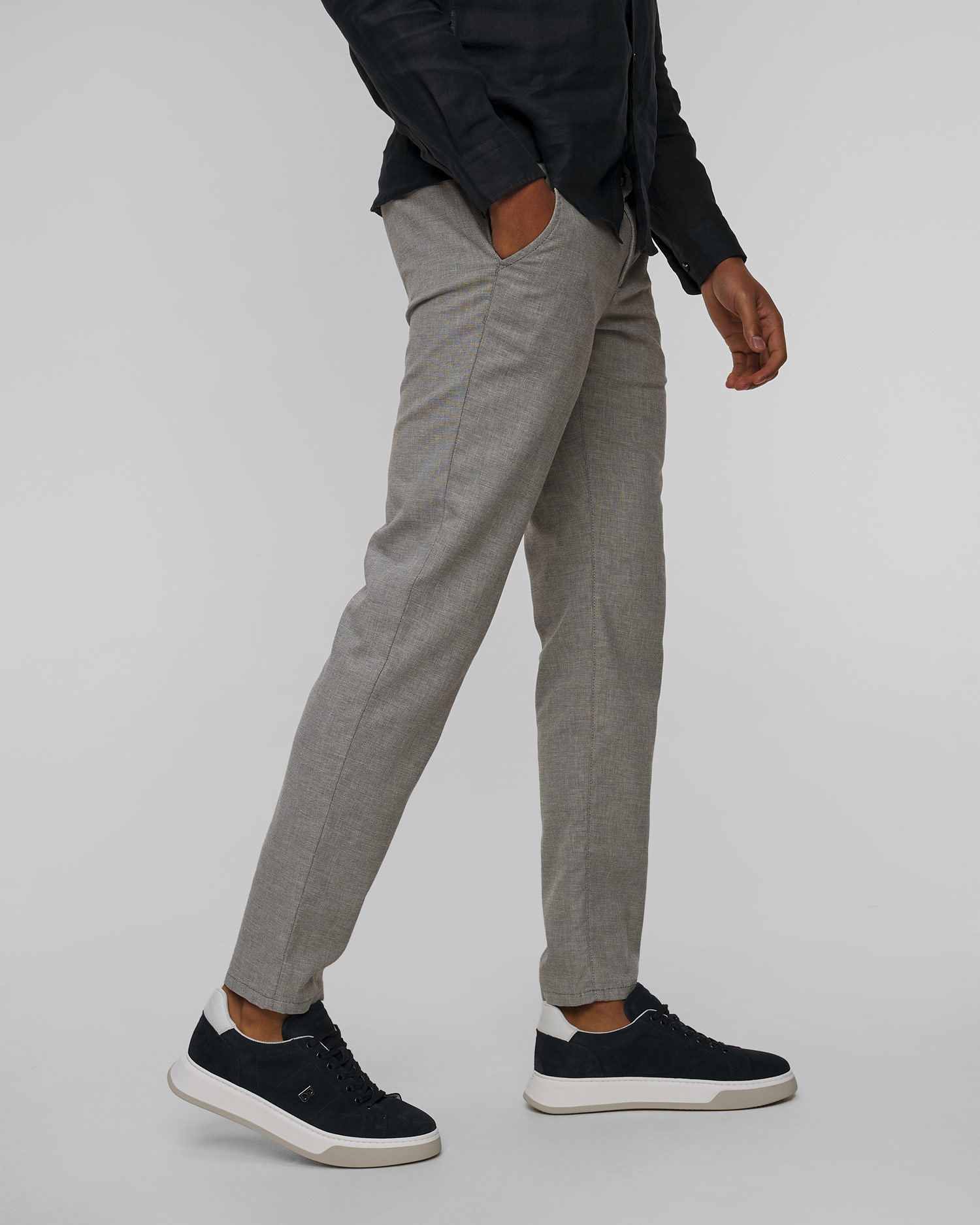Pantaloni gri deschis pentru bărbați cu in Alberto Lou-J - Luxury Linen