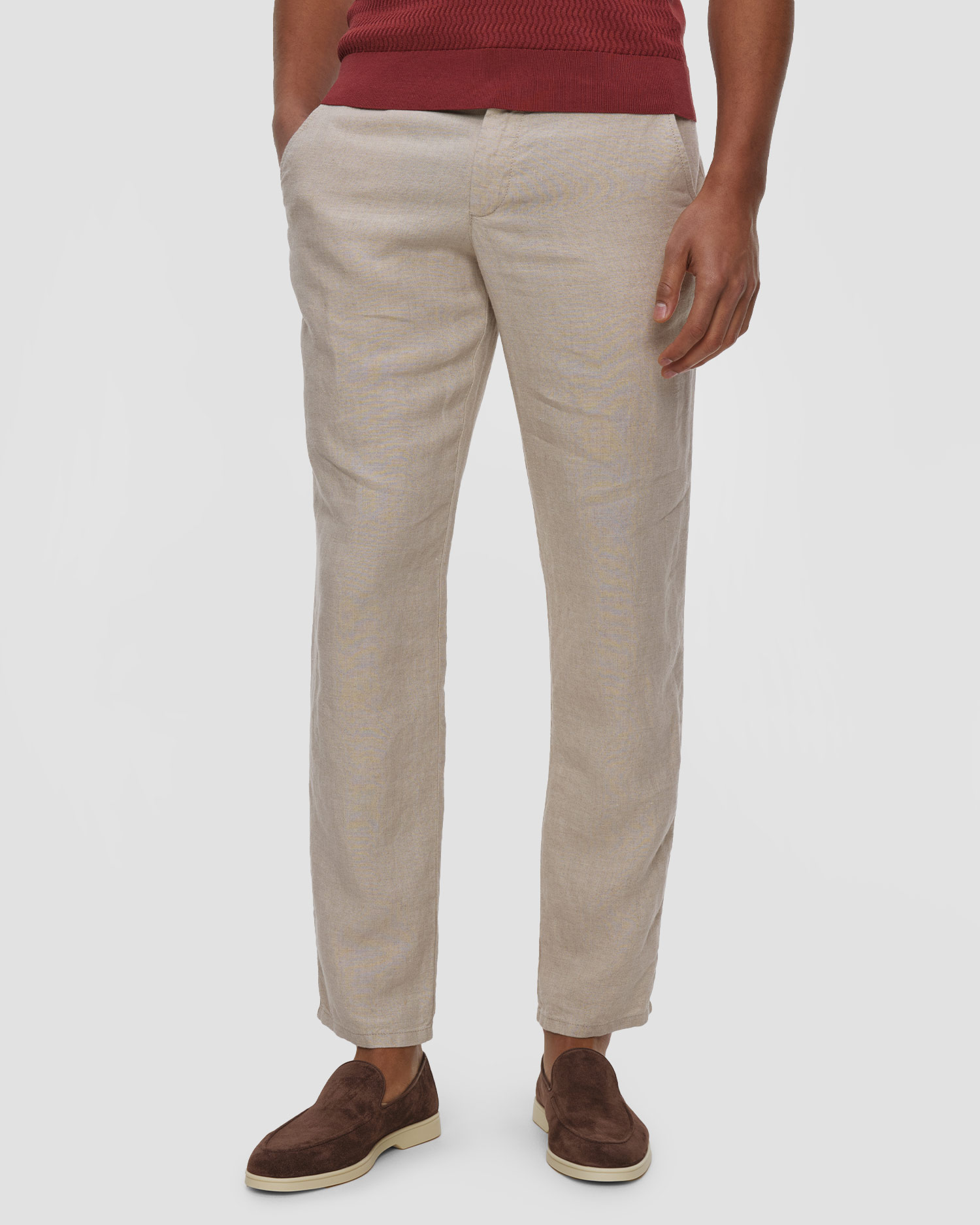 Spodnie lniane męskie Alberto Lou-J - Pure Linen, Kolor/Wzór: Beżowy