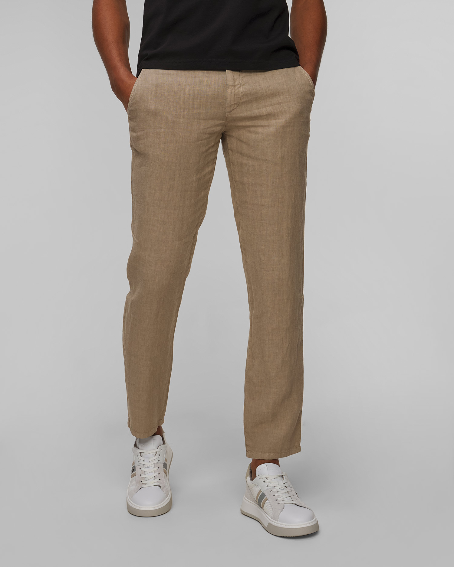 Pánské béžové lněné kalhoty Alberto Lou-J - Pure Linen
