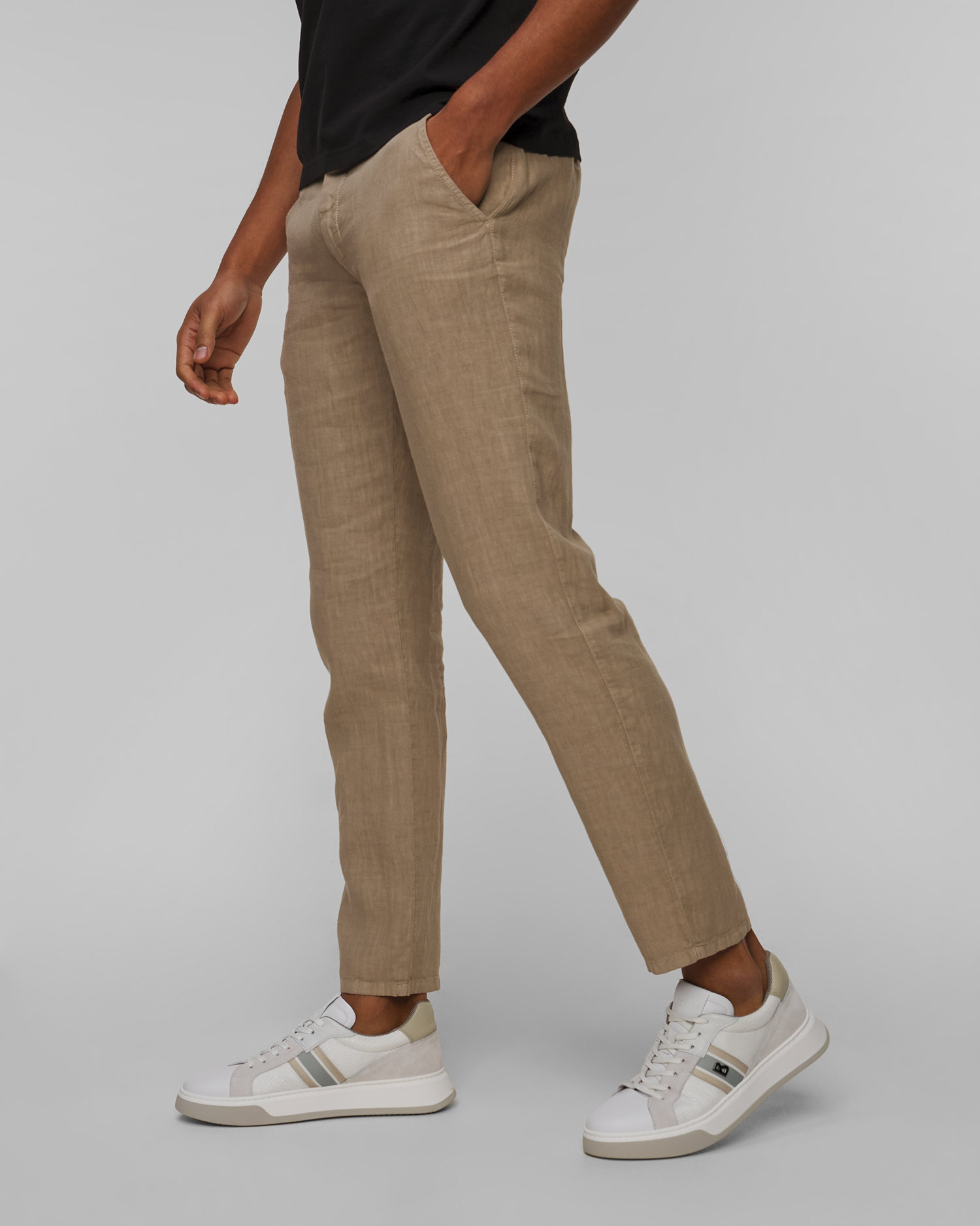 Pantaloni din in bej pentru bărbați Alberto Lou-J - Pure Linen