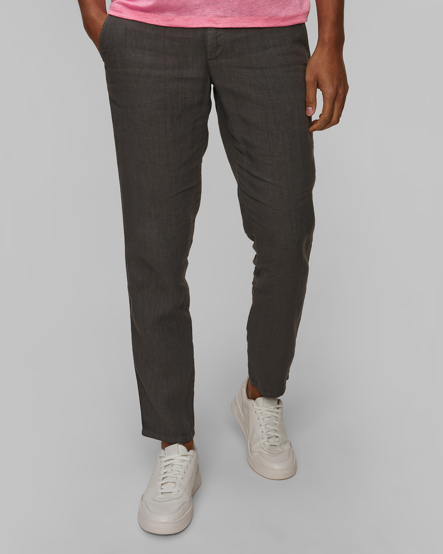 Pánské šedé lněné kalhoty Alberto Lou-J - Pure Linen