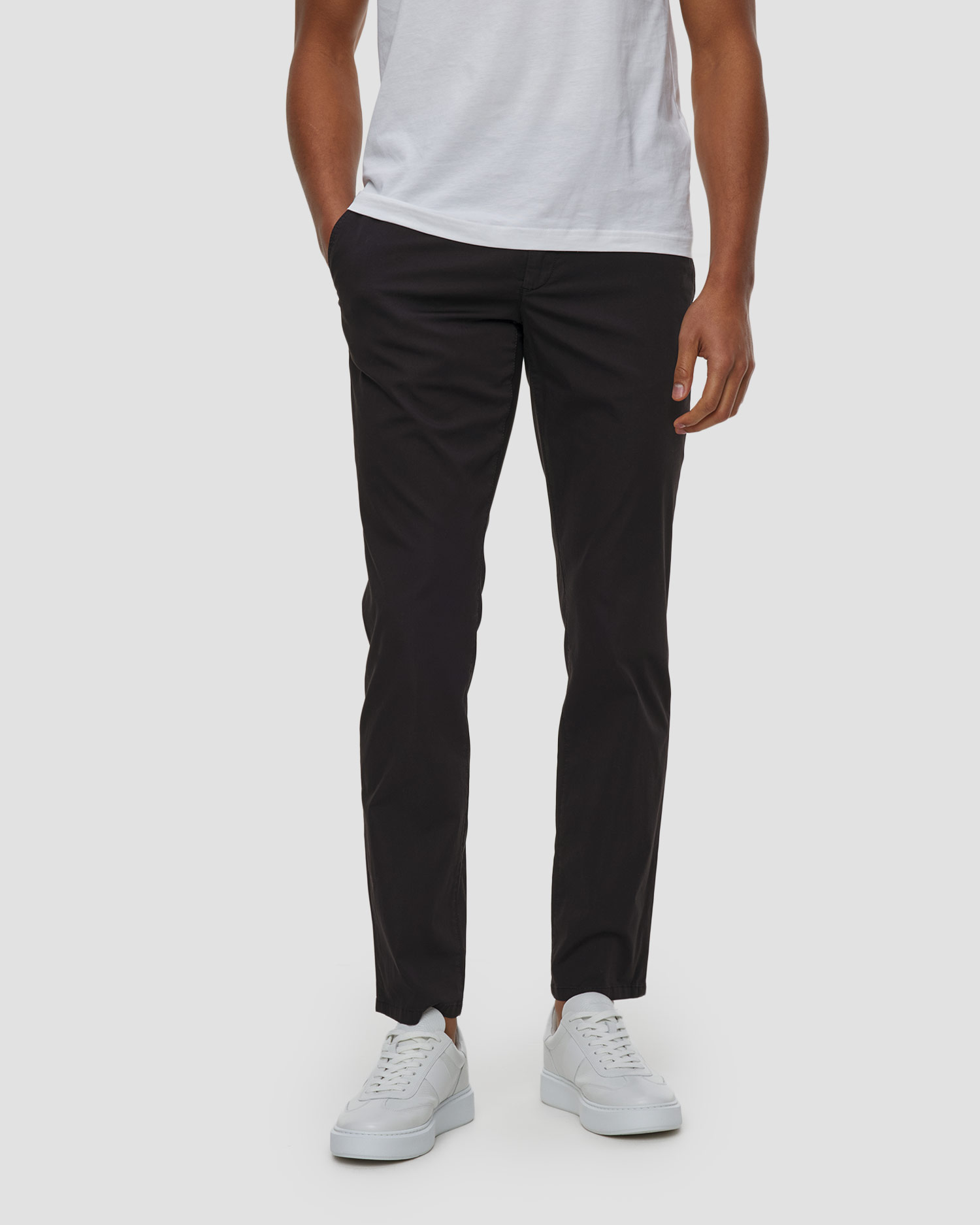 Czarne spodnie męskie Alberto Lou-Jgu - Light Cotton, Kolor/Wzór: Czarny