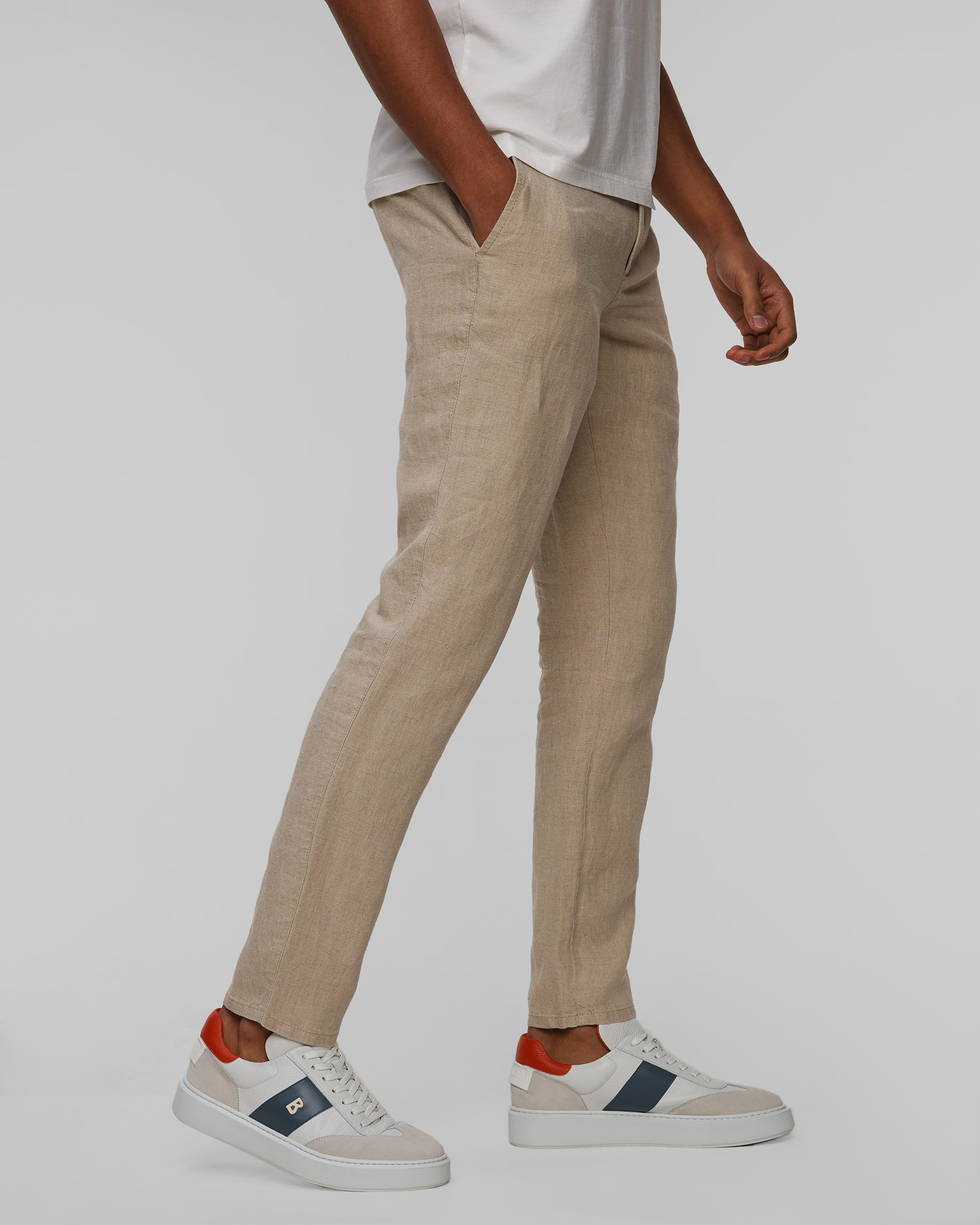 Pantaloni din in bej pentru bărbați Alberto Casa - Pure Linen