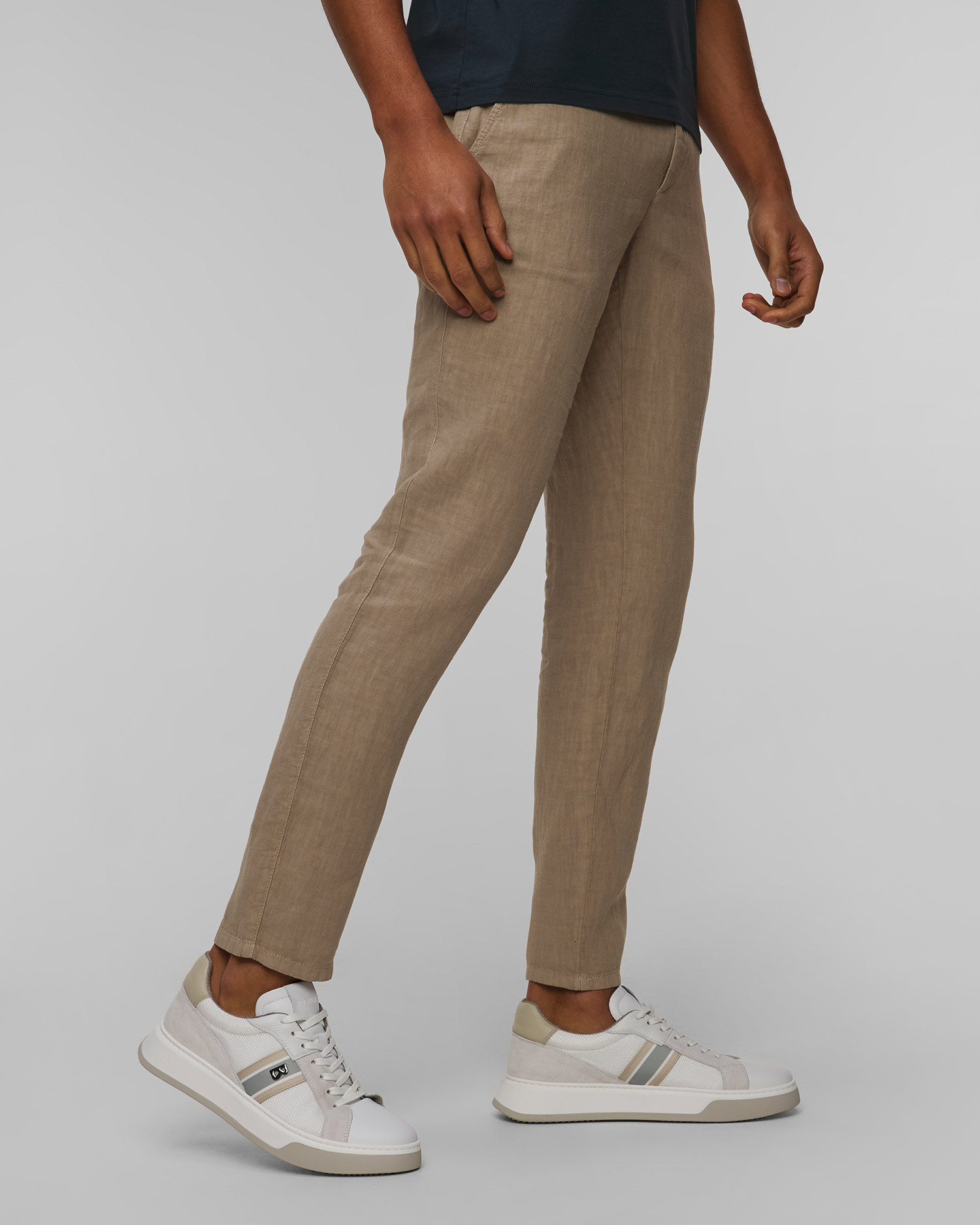 Pantaloni din in bej pentru bărbați Alberto Casa - Pure Linen