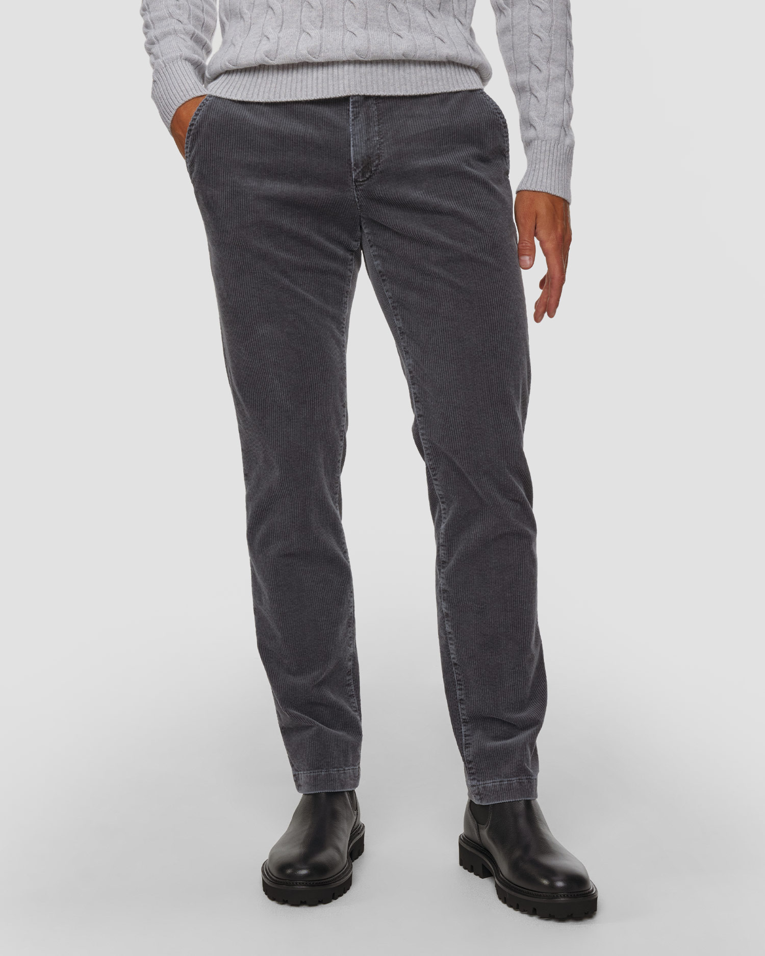 Pantaloni din corduroy pentru bărbați Alberto Lou -Kl - Dusty Corduroy, Culoare/Model: Szary