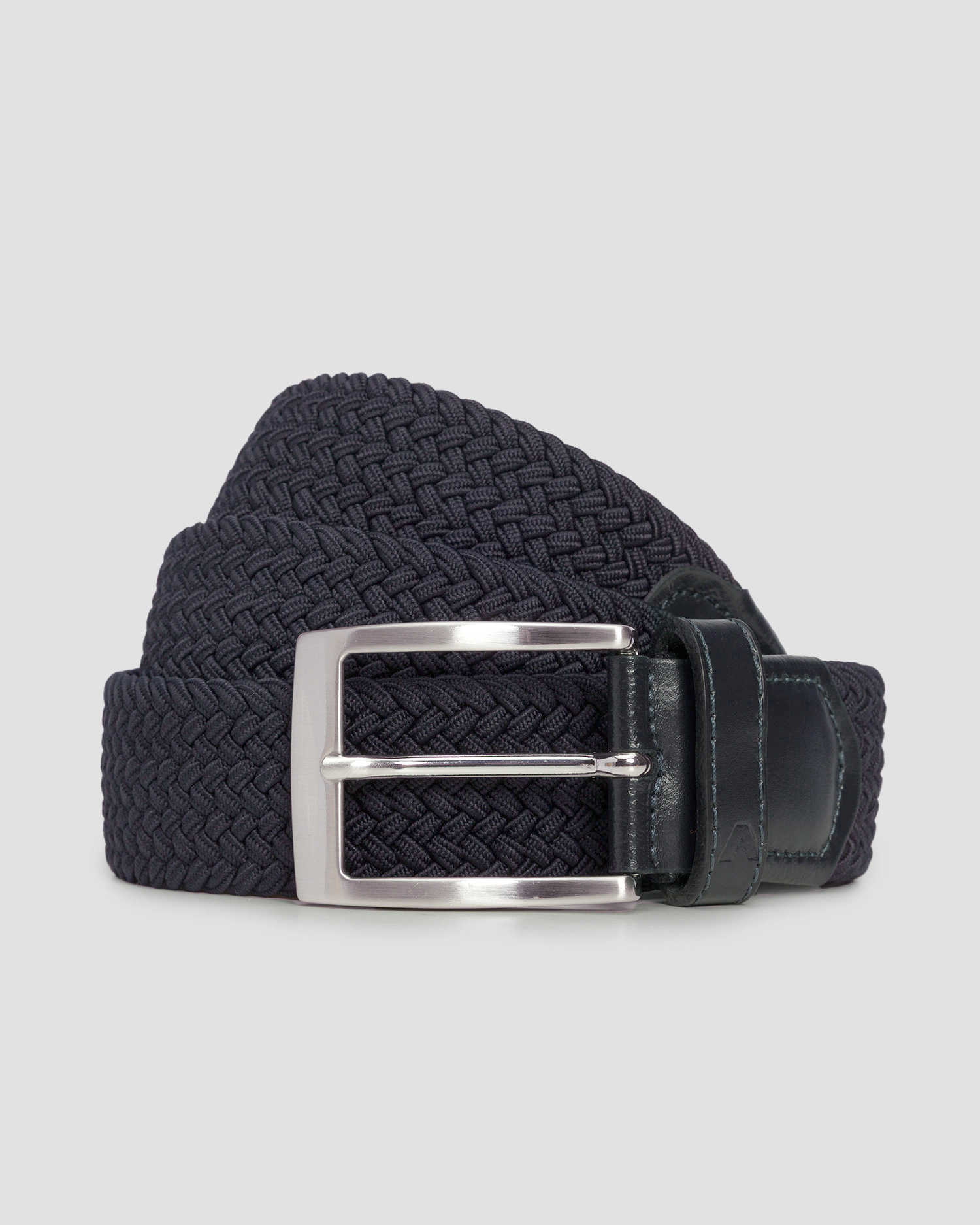 Men's navy blue belt Alberto Basic Braided, Color/Pattern: Granatowy