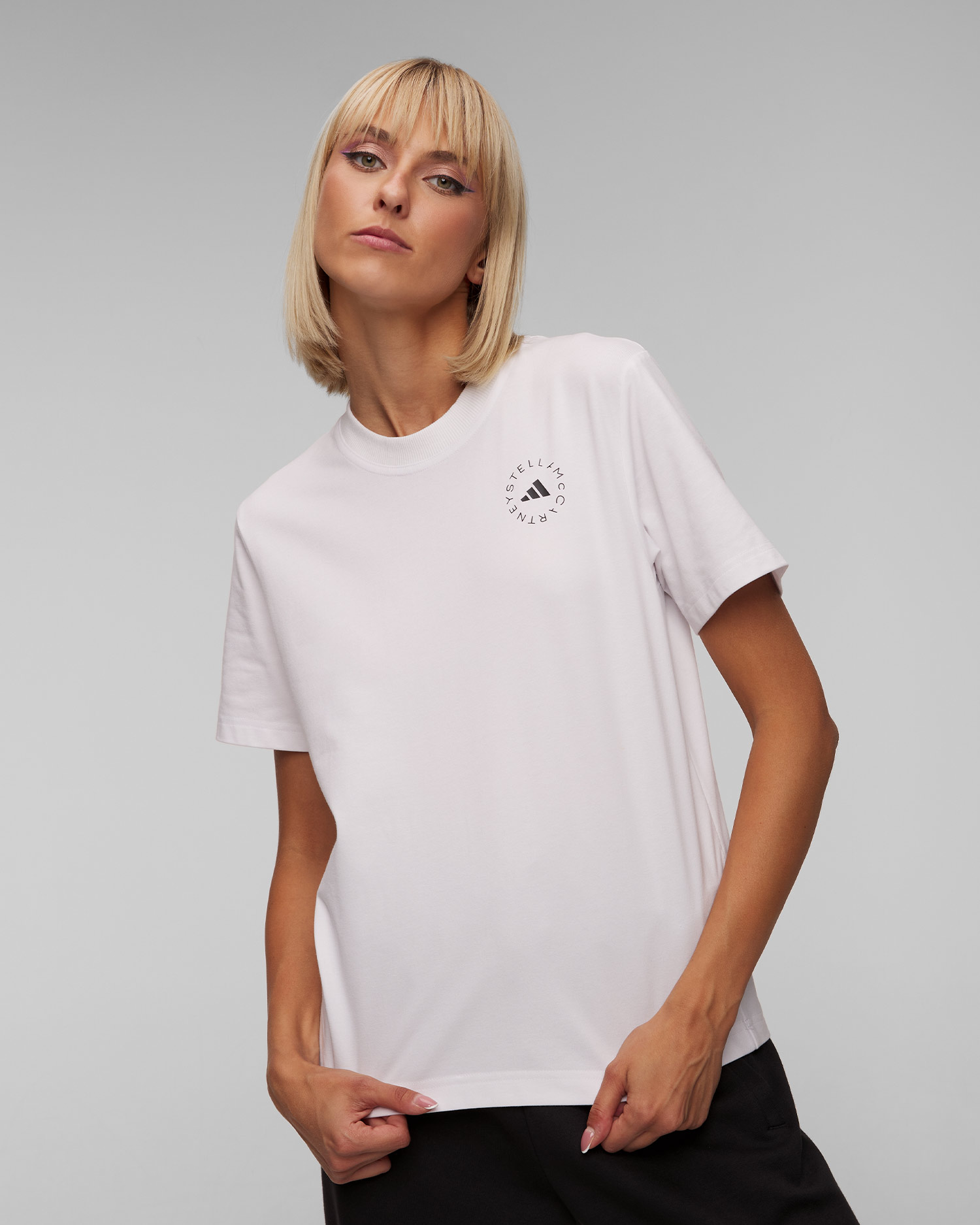 Tricou alb pentru femei Adidas by Stella McCartney