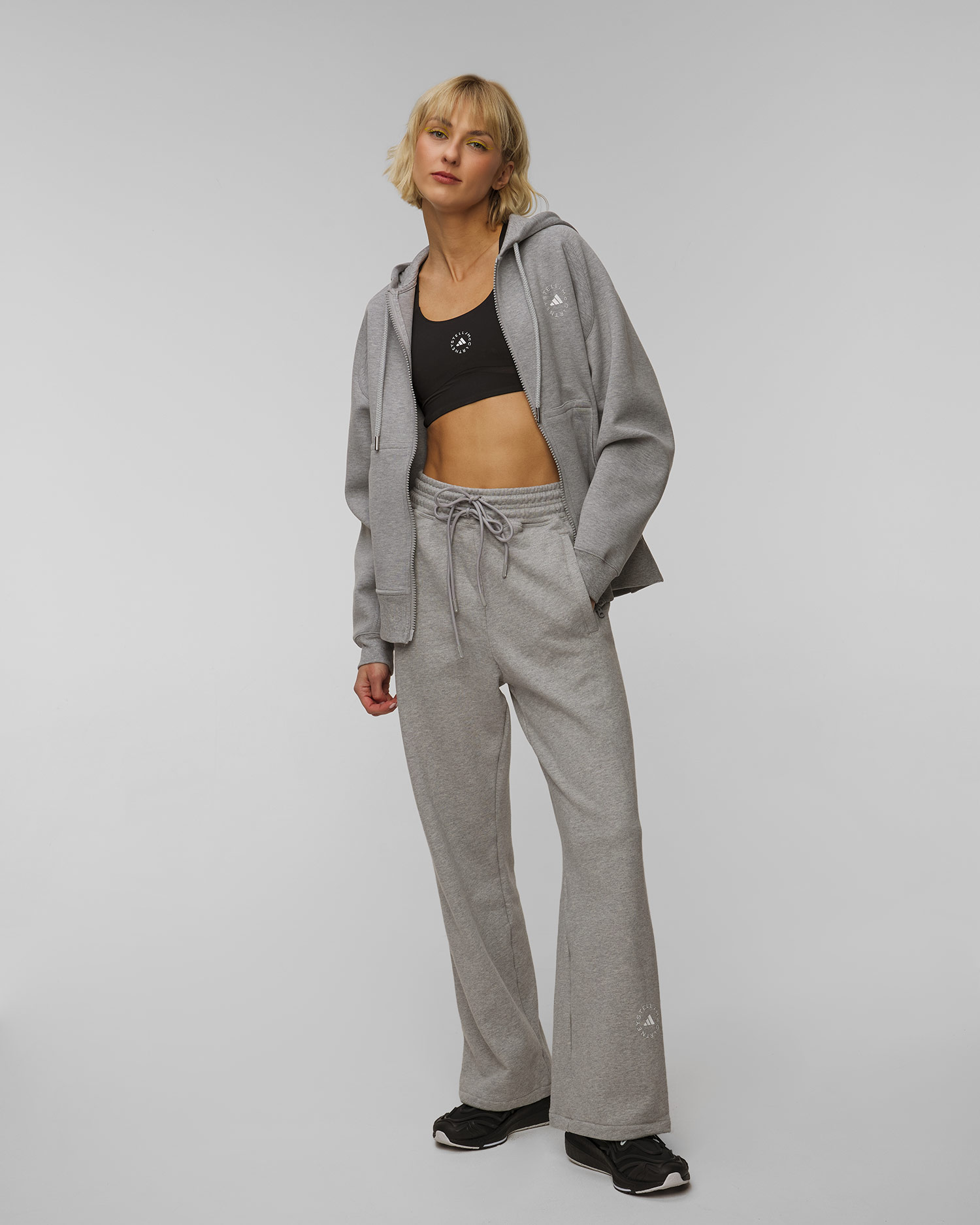 Sweat-shirt zippé gris pour femmes Adidas by Stella McCartney