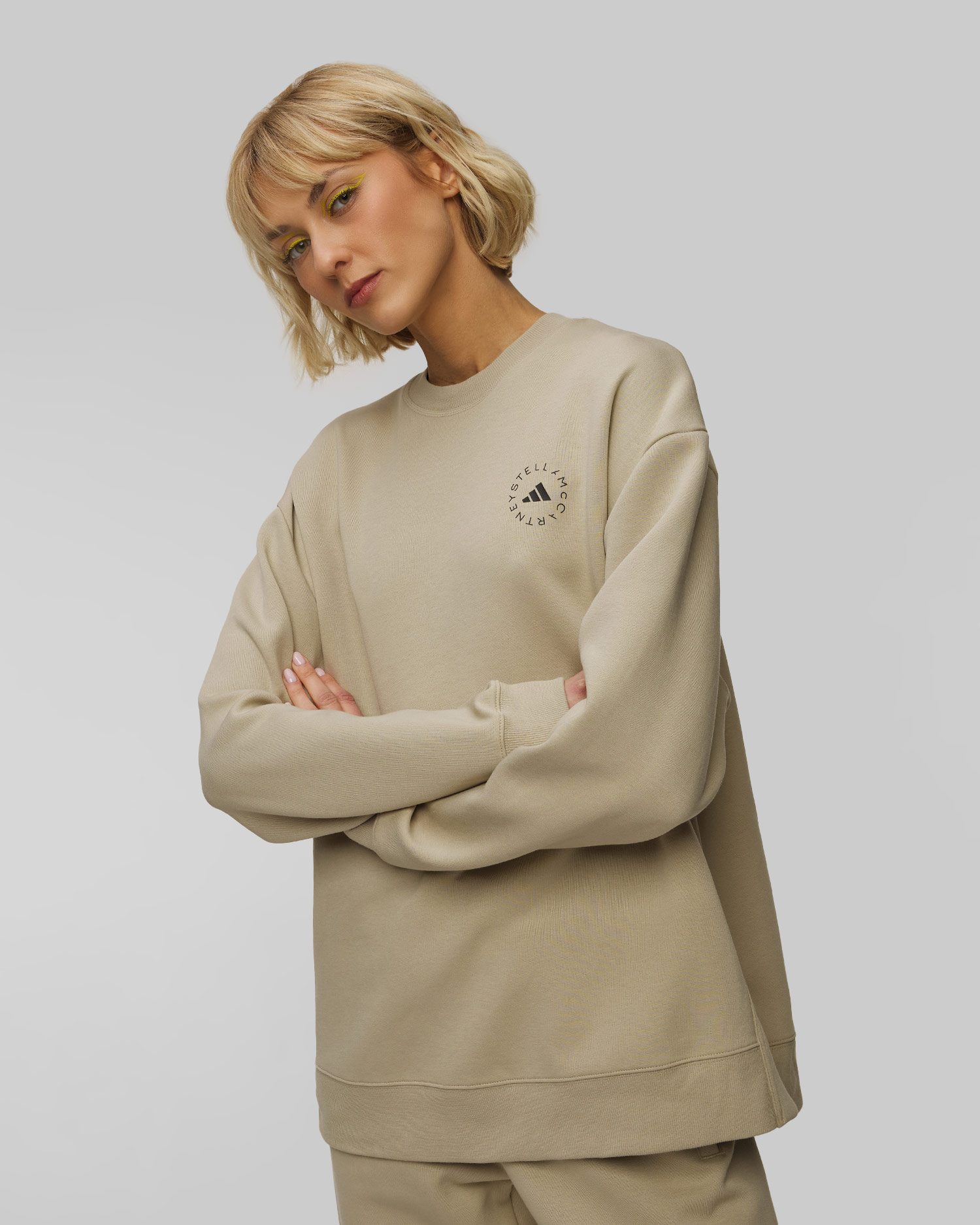 Sweat-shirt beige pour femmes Adidas by Stella McCartney Loose