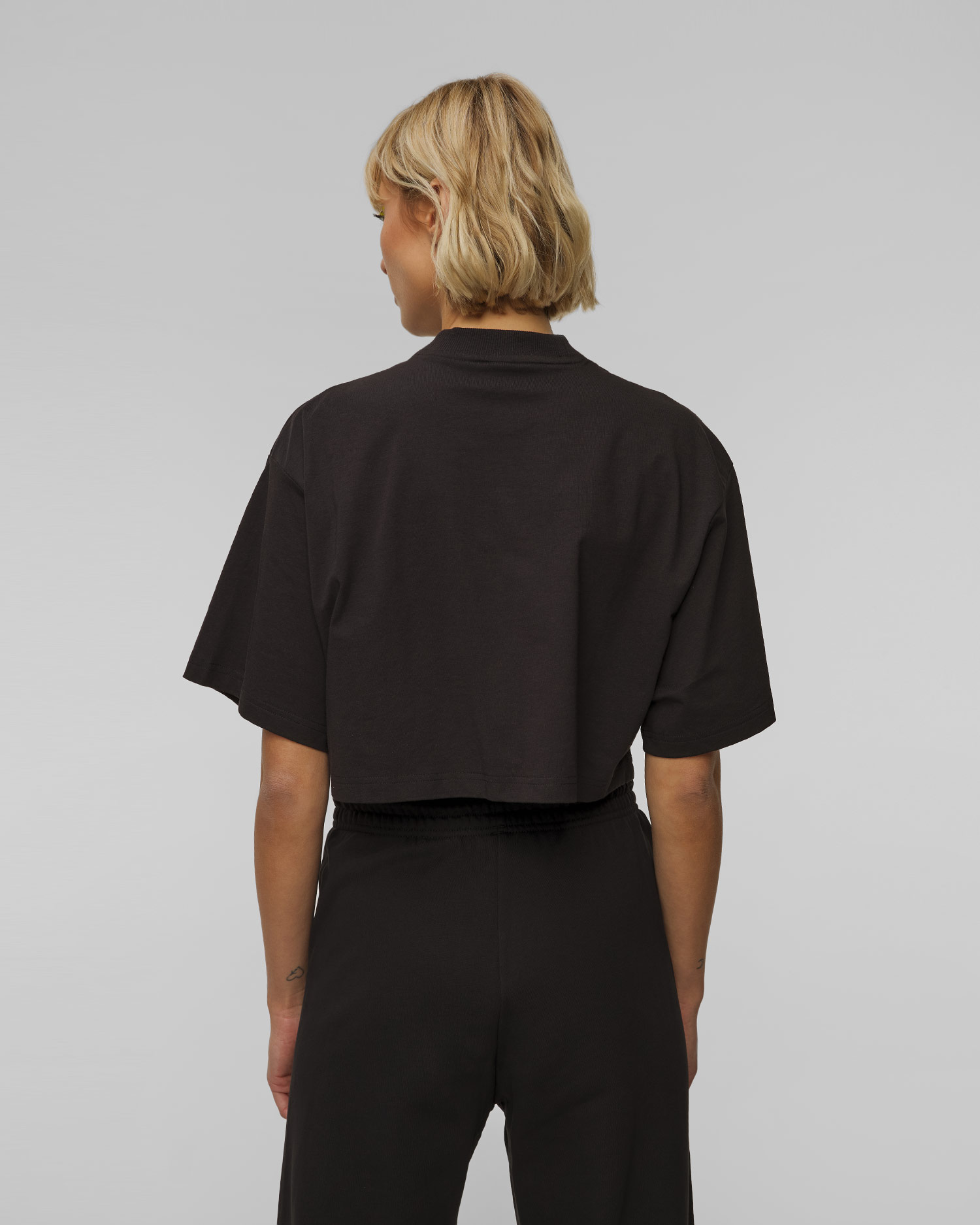 Crop Top negru pentru femei Adidas by Stella McCartney 