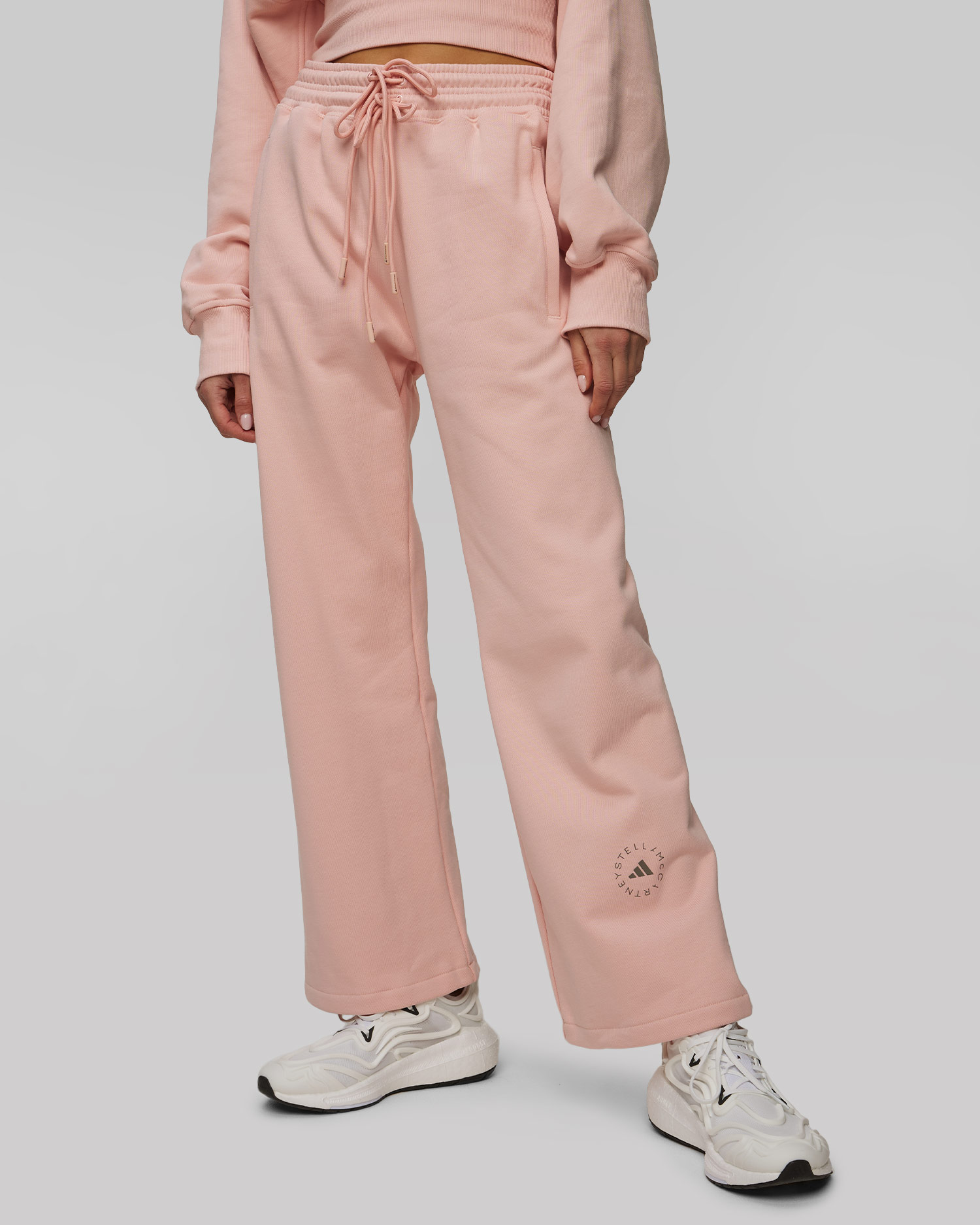 Pantaloni de trening rozi pentru femei Adidas by Stella McCartney Straight