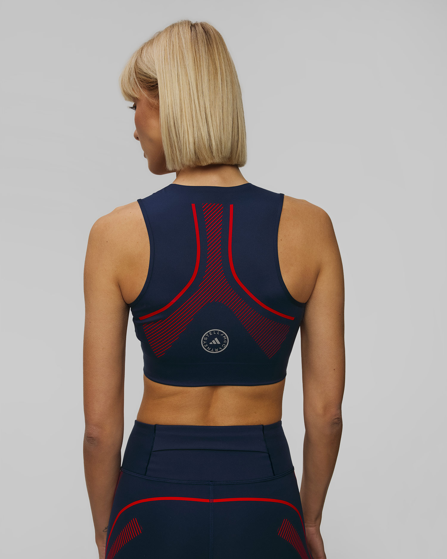 Tmavě modrý dámský sportovní top Adidas by Stella McCartney TruePace Crop