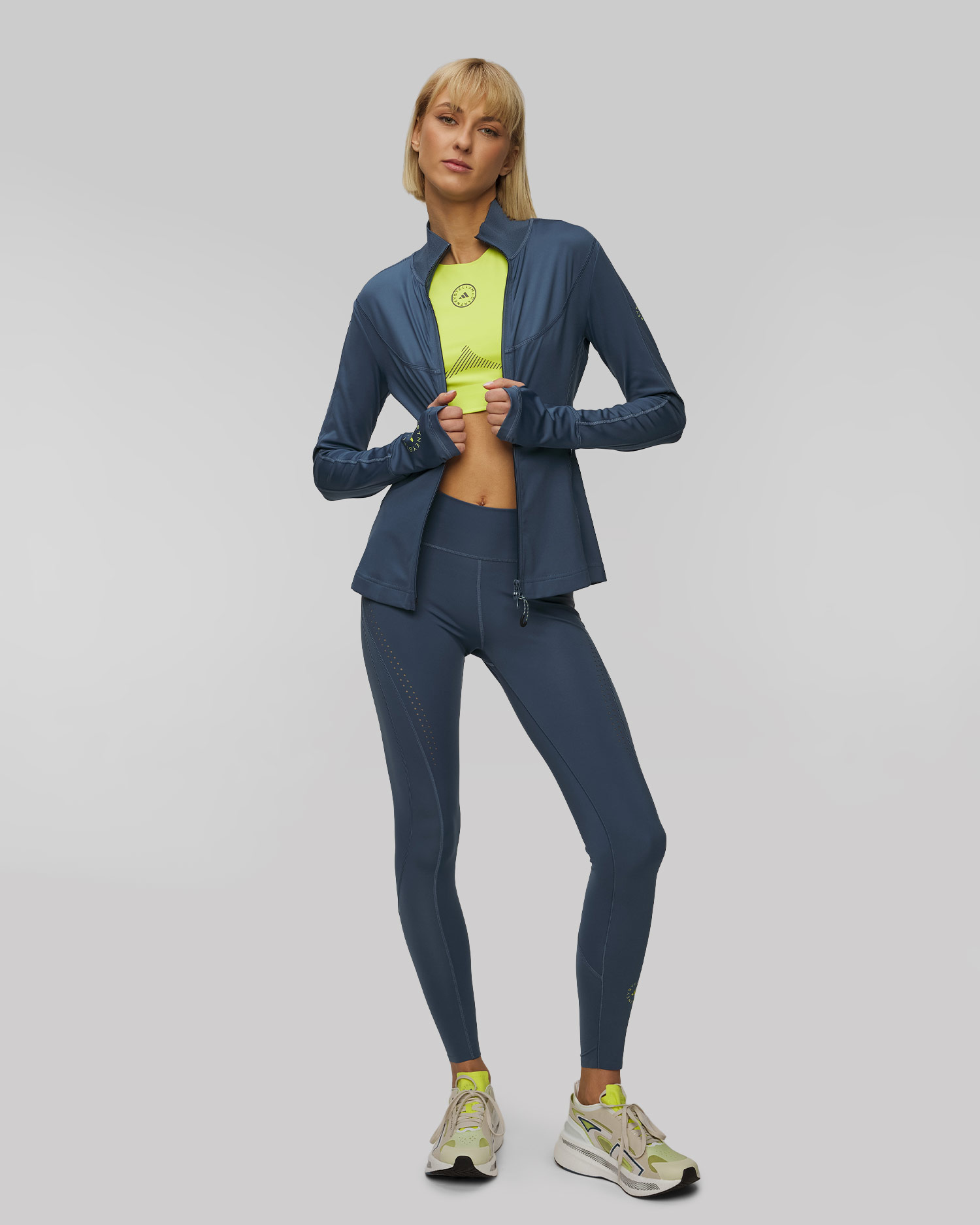 Adidas by Stella McCartney TruePurpose Training Midlayer Damen-Sweatshirt mit Reißverschluss in Türkis