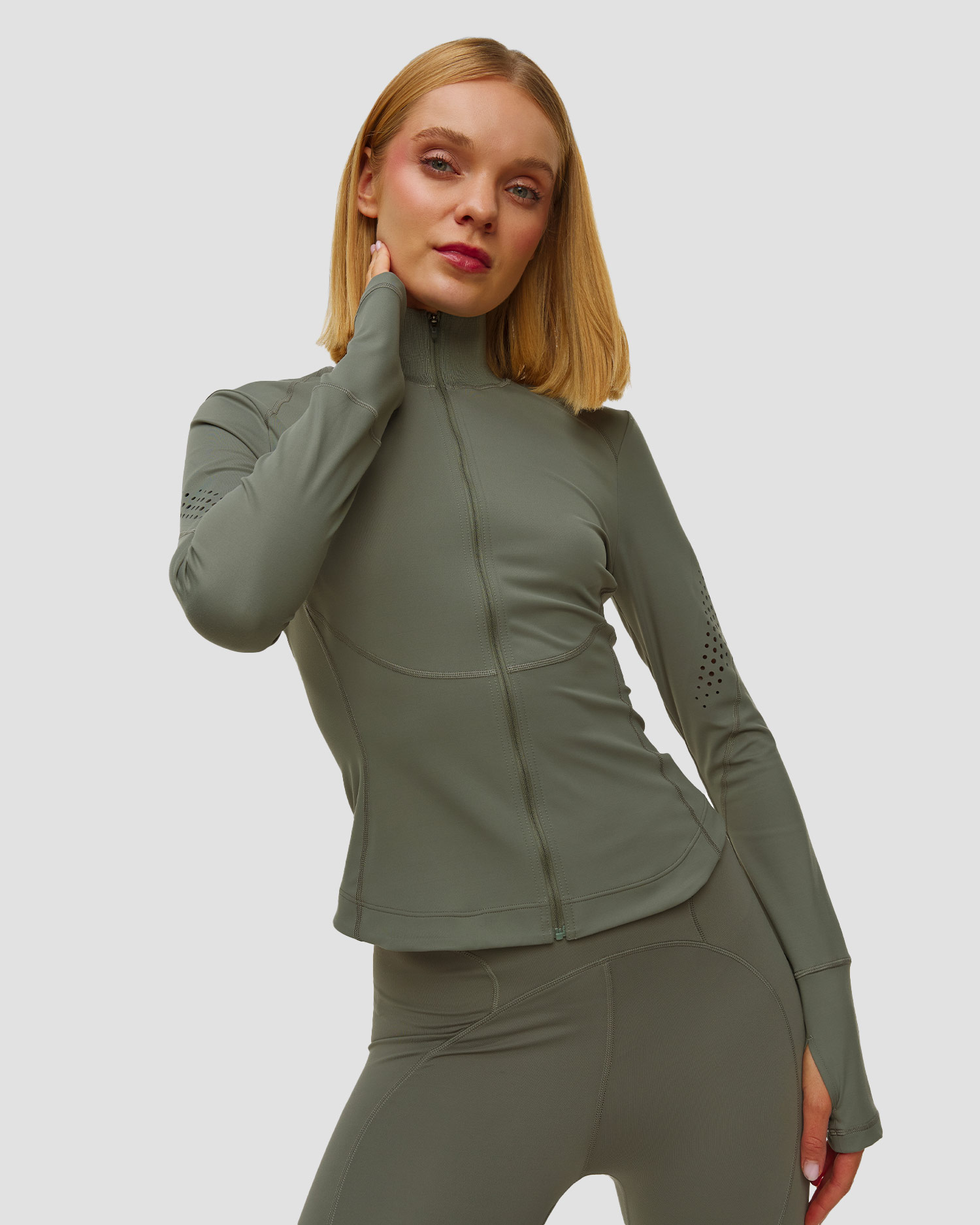 Women's khaki workout sweatshirt Adidas by Stella McCartney TruePurpose midlayer