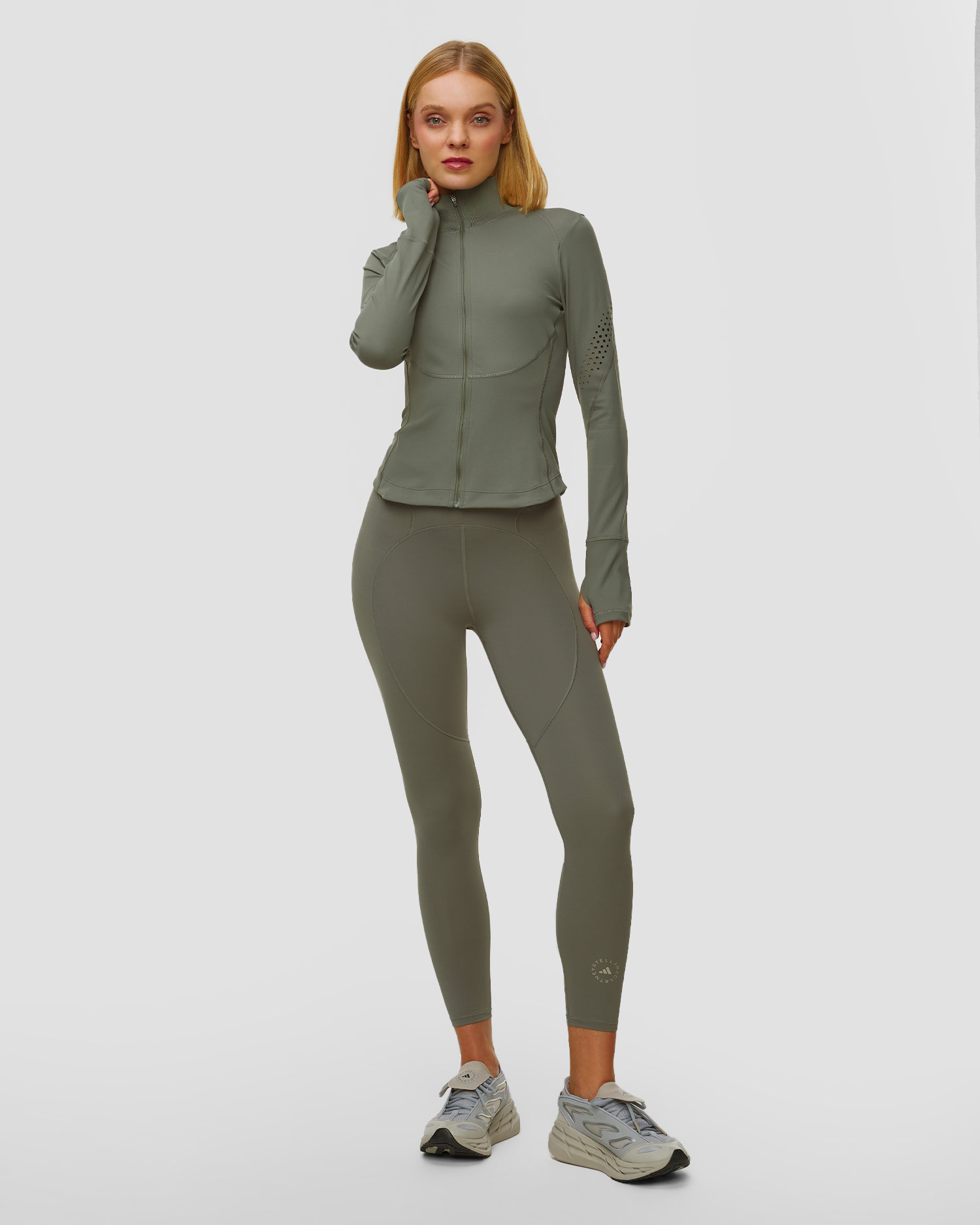 Women's khaki workout sweatshirt Adidas by Stella McCartney TruePurpose midlayer