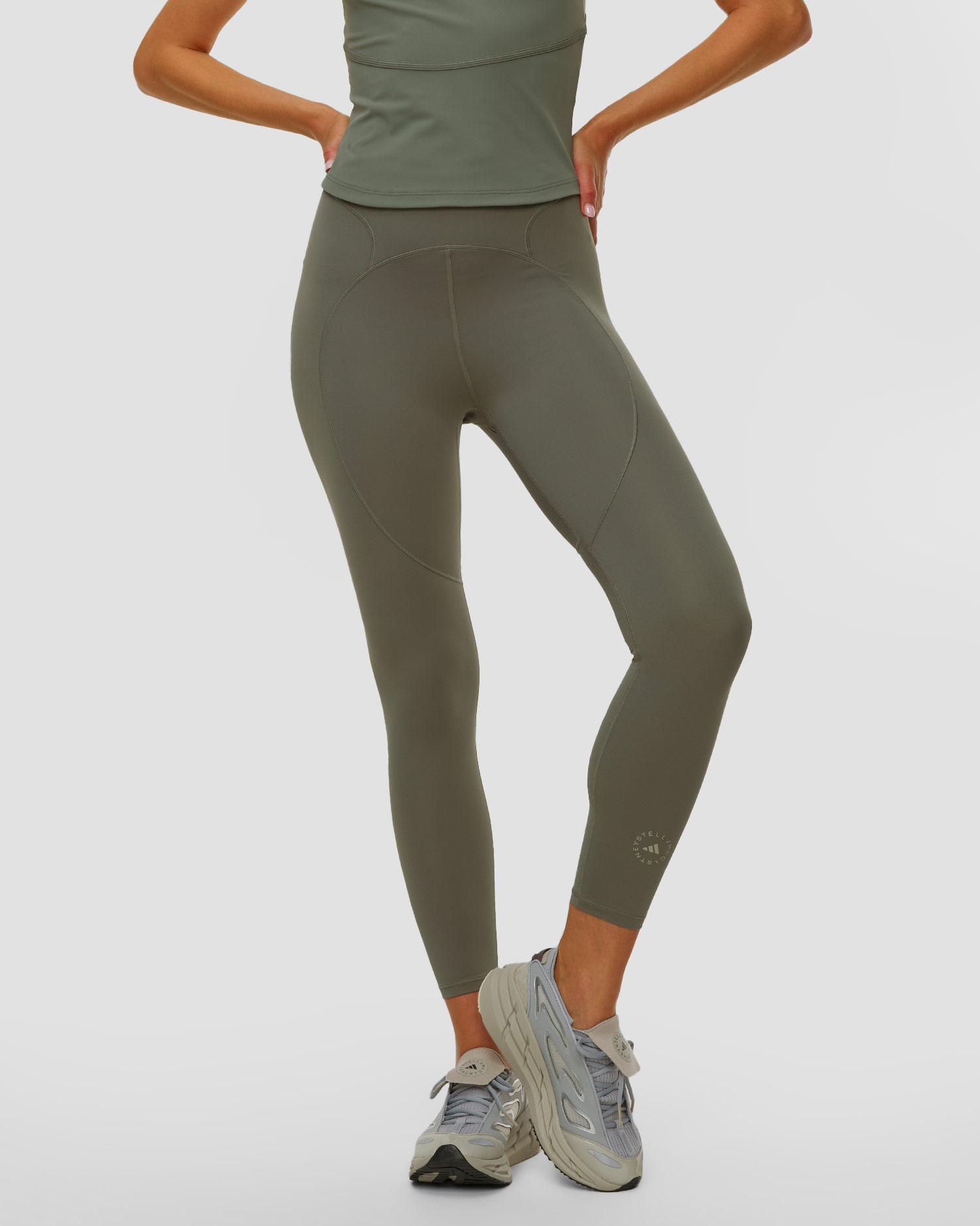 Leginsy damskie khaki Adidas by Stella McCartney Tpr 7/8