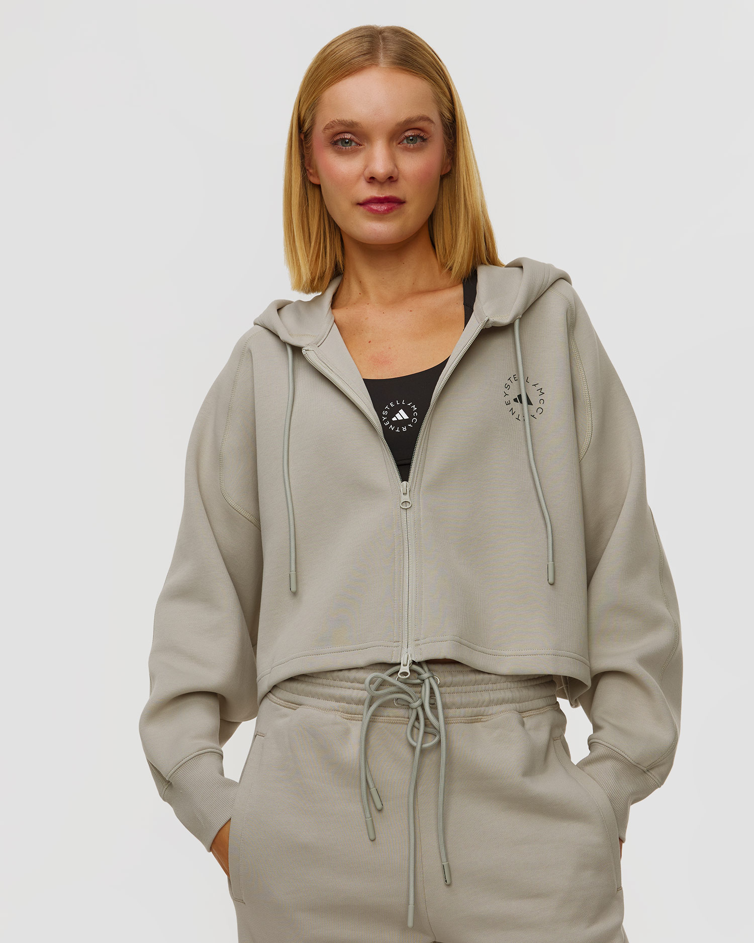 Women's grey hooded sweatshirt Adidas by Stella McCartney Crop