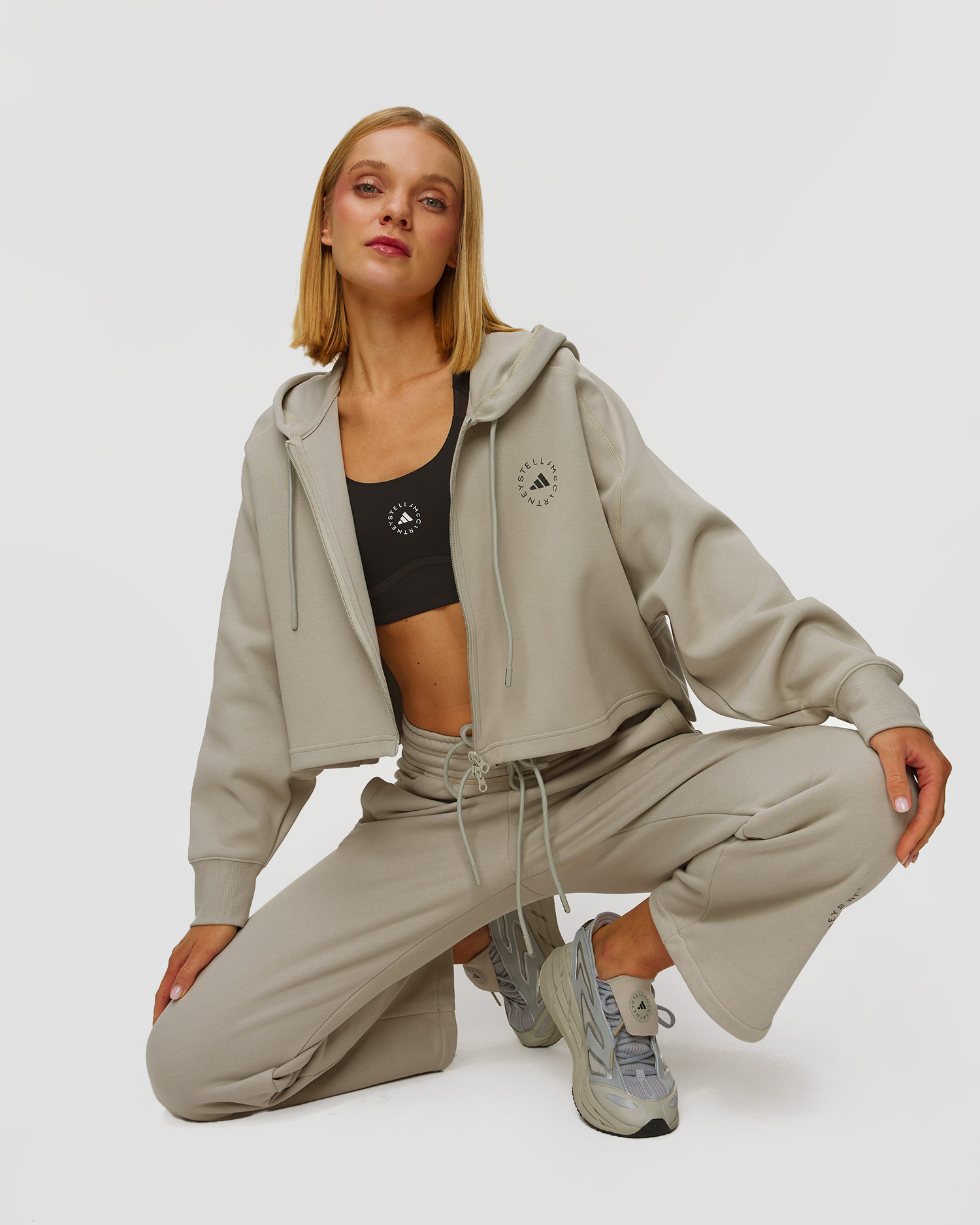 Women's grey hooded sweatshirt Adidas by Stella McCartney Crop
