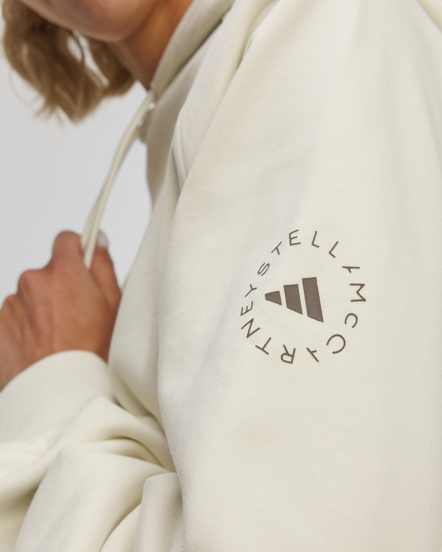 Adidas by Stella McCartney Crop Damen-Sweatshirt in Cremefarbe