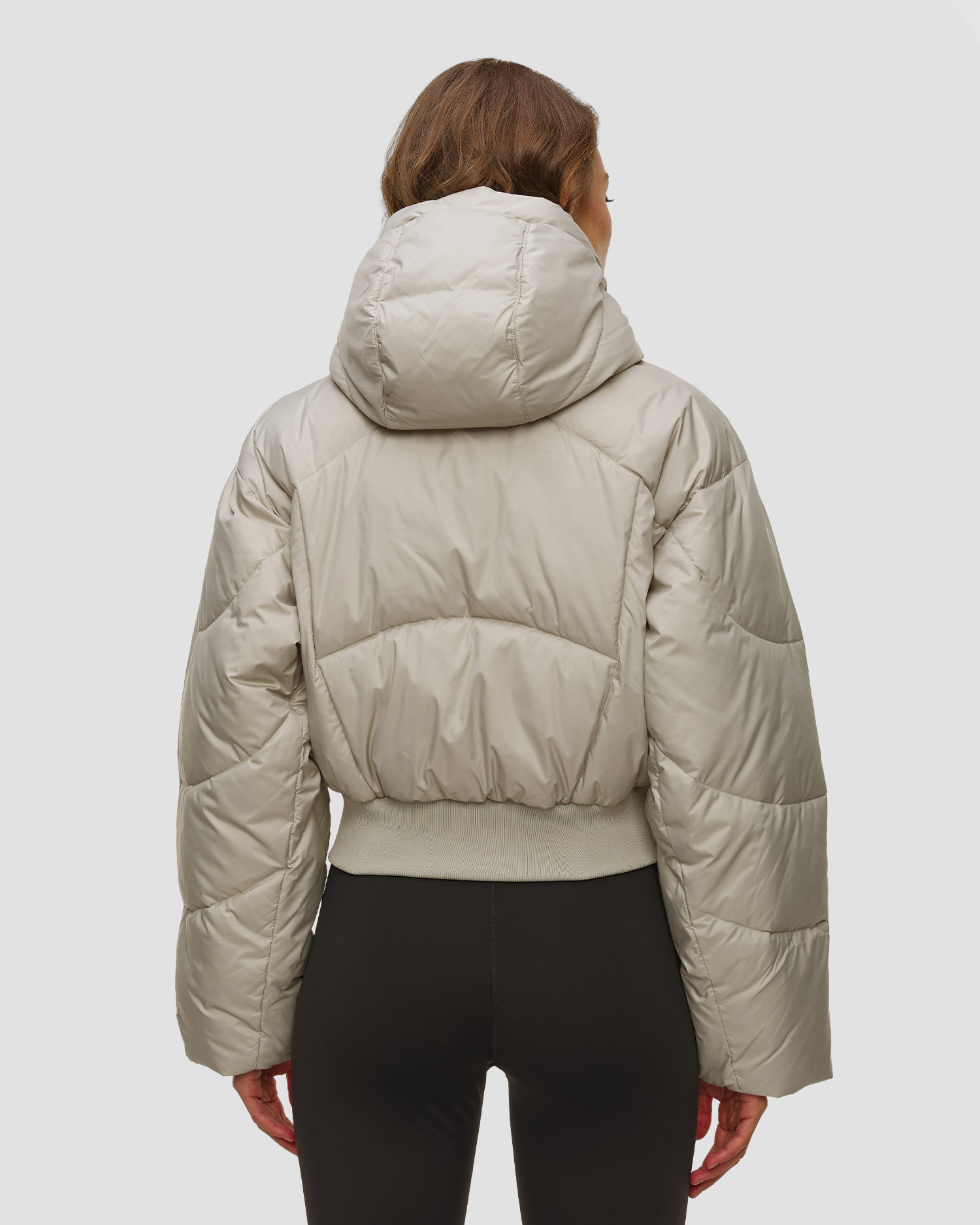Szara kurtka puchowa damska Adidas by Stella McCartney Cropped Puffer