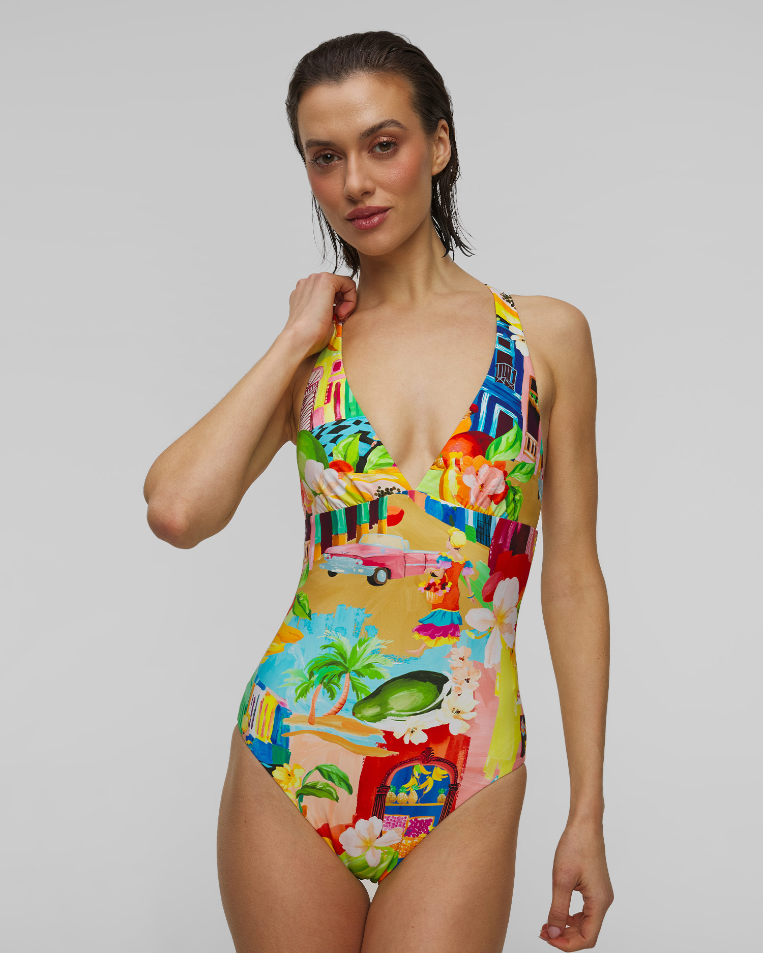 Jednoczęściowy strój kapielowy damski Seafolly Deep V Neck One Piece