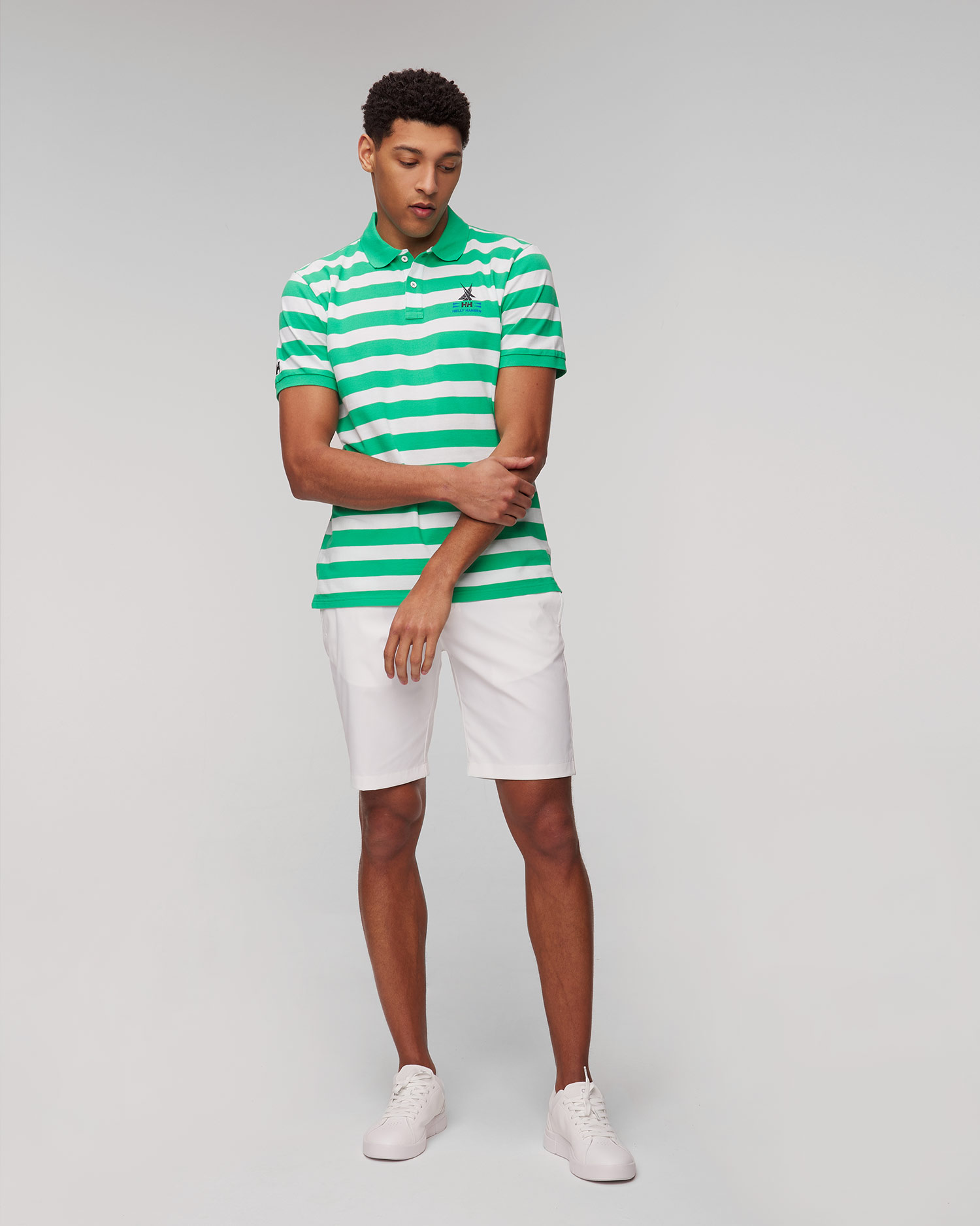 Helly Hansen Koster Polo Herren-Poloshirt in Grün und Weiß