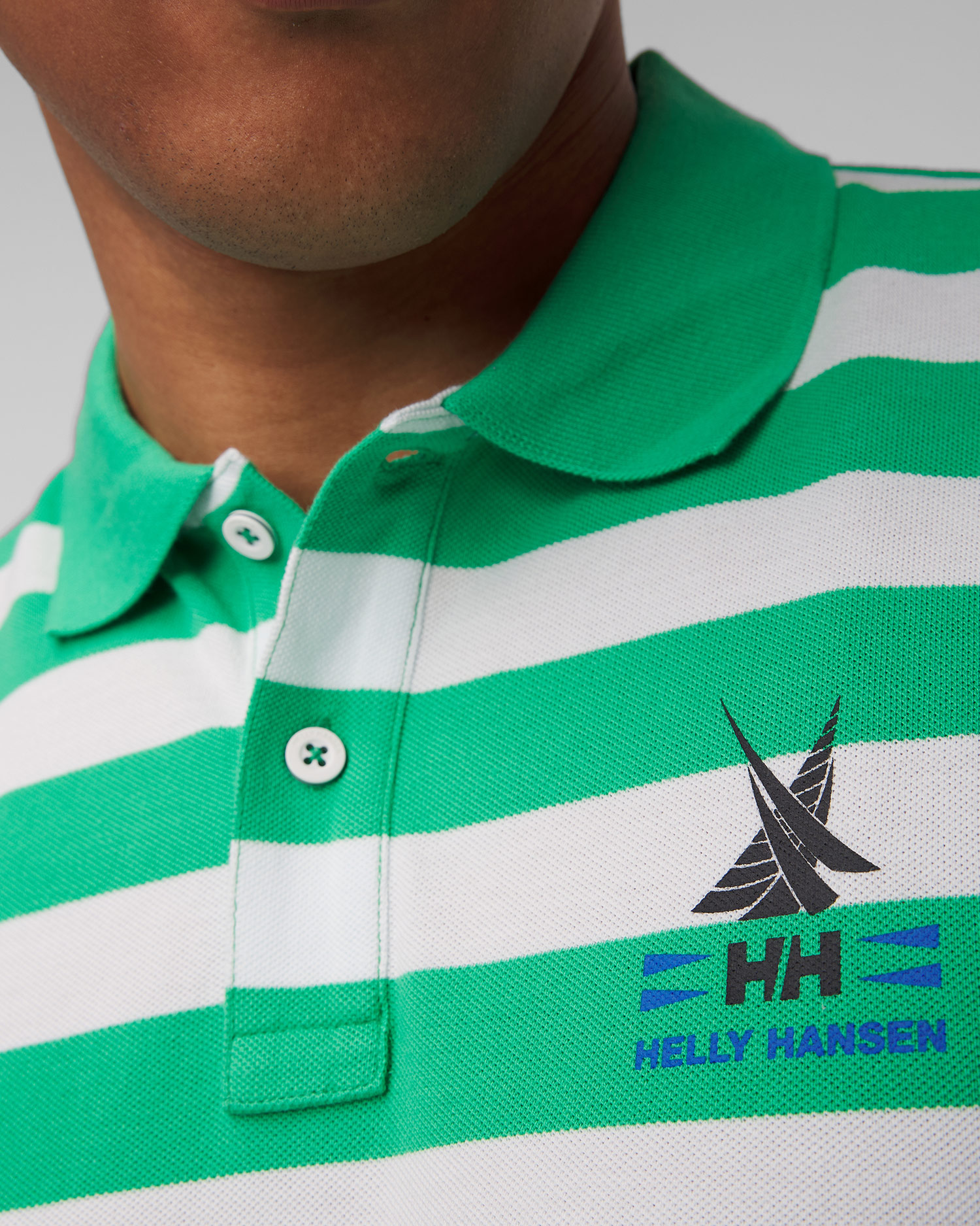 Helly Hansen Koster Polo Herren-Poloshirt in Grün und Weiß