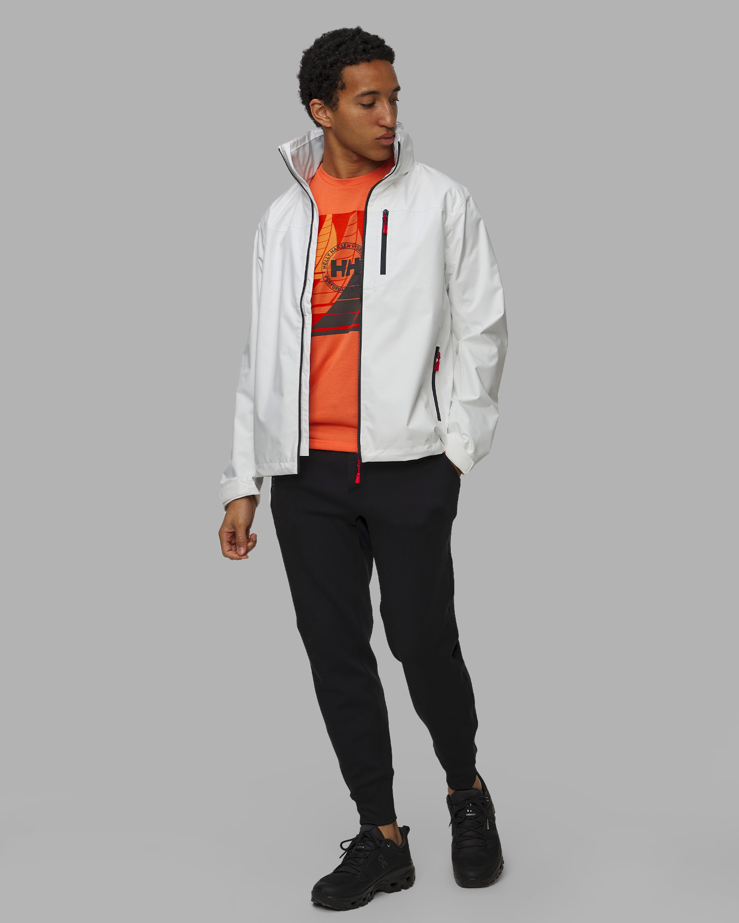 Biała kurtka żeglarska męska Helly Hansen Crew Hooded Jacket 2.0