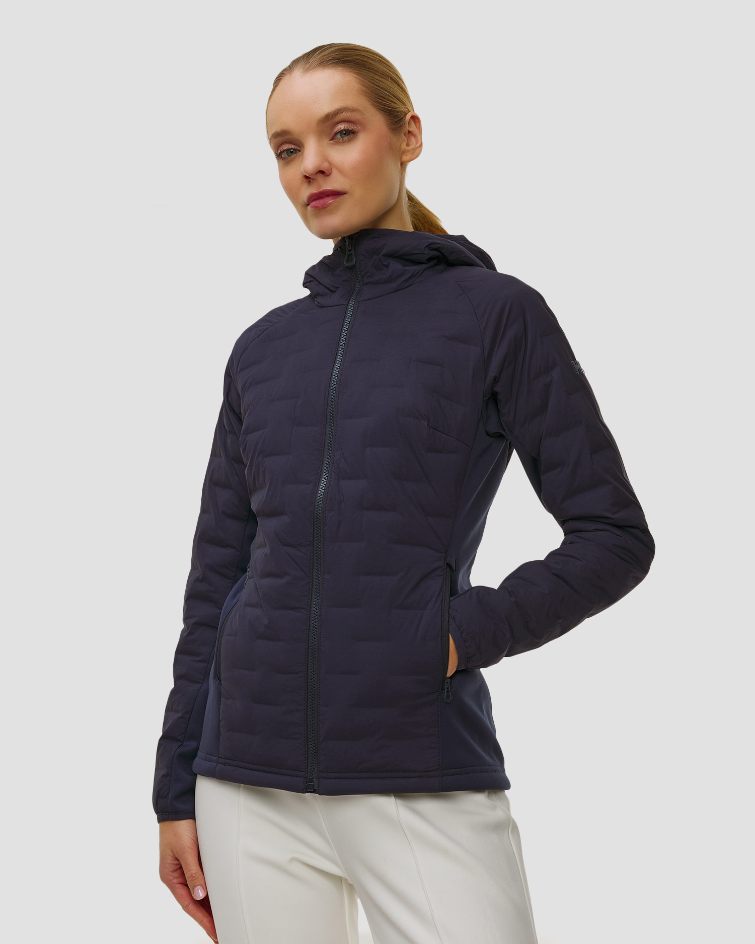 Veste hybride bleu marine pour femmes Helly Hansen Hp Hybrid Stretch Hooded Ins
